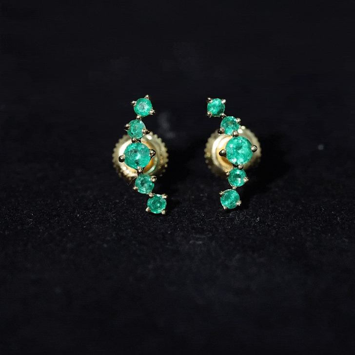 Graduated Natural Emerald Ear Climber Earrings for Women AAA - Rosec Jewels