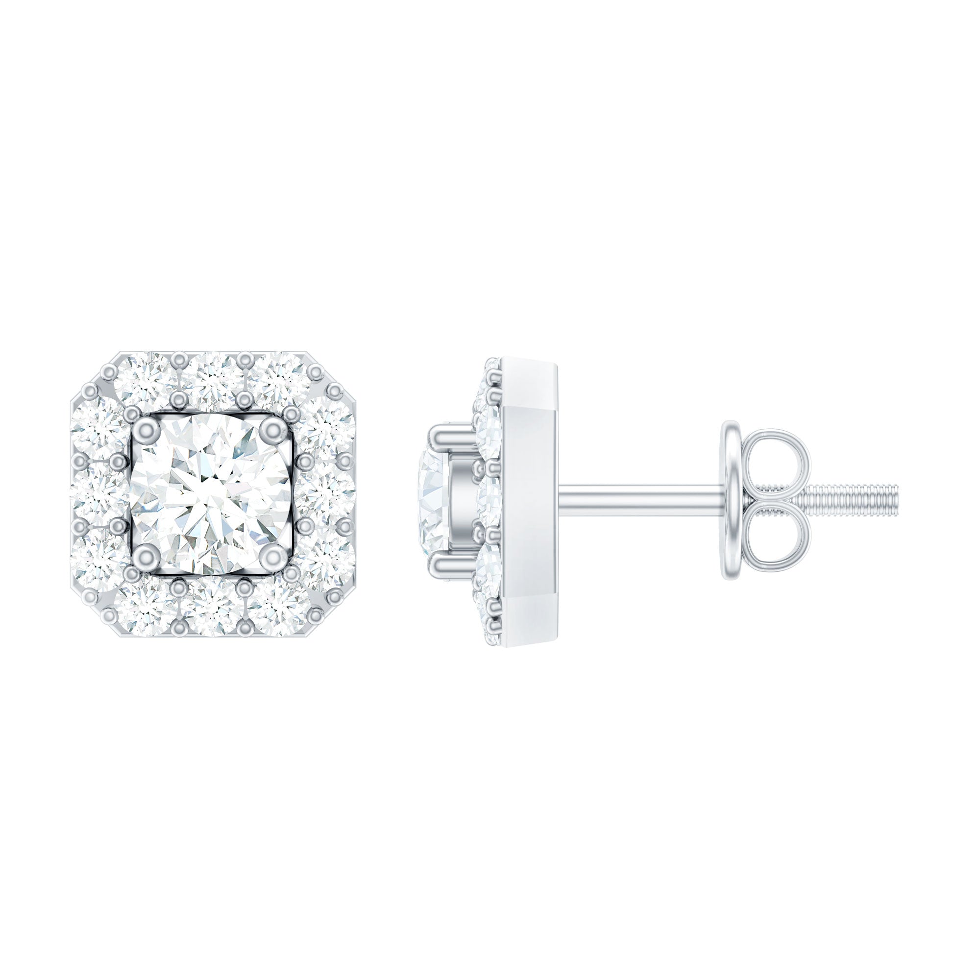 1/4 CT Solitaire Diamond Stud Earrings with Halo