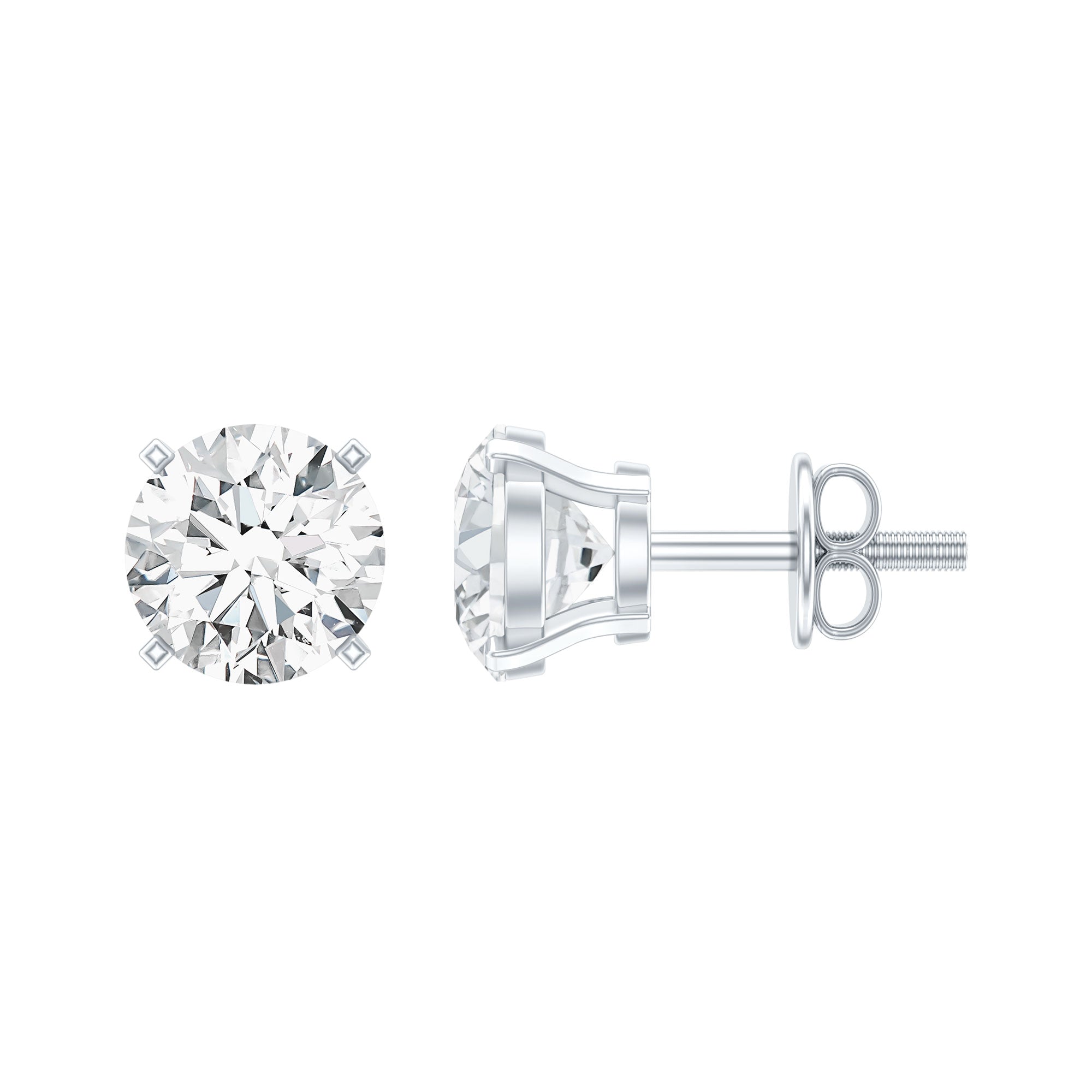5 MM Round Shape Solitaire Moissanite Stud Earrings D-VS1 - Rosec Jewels