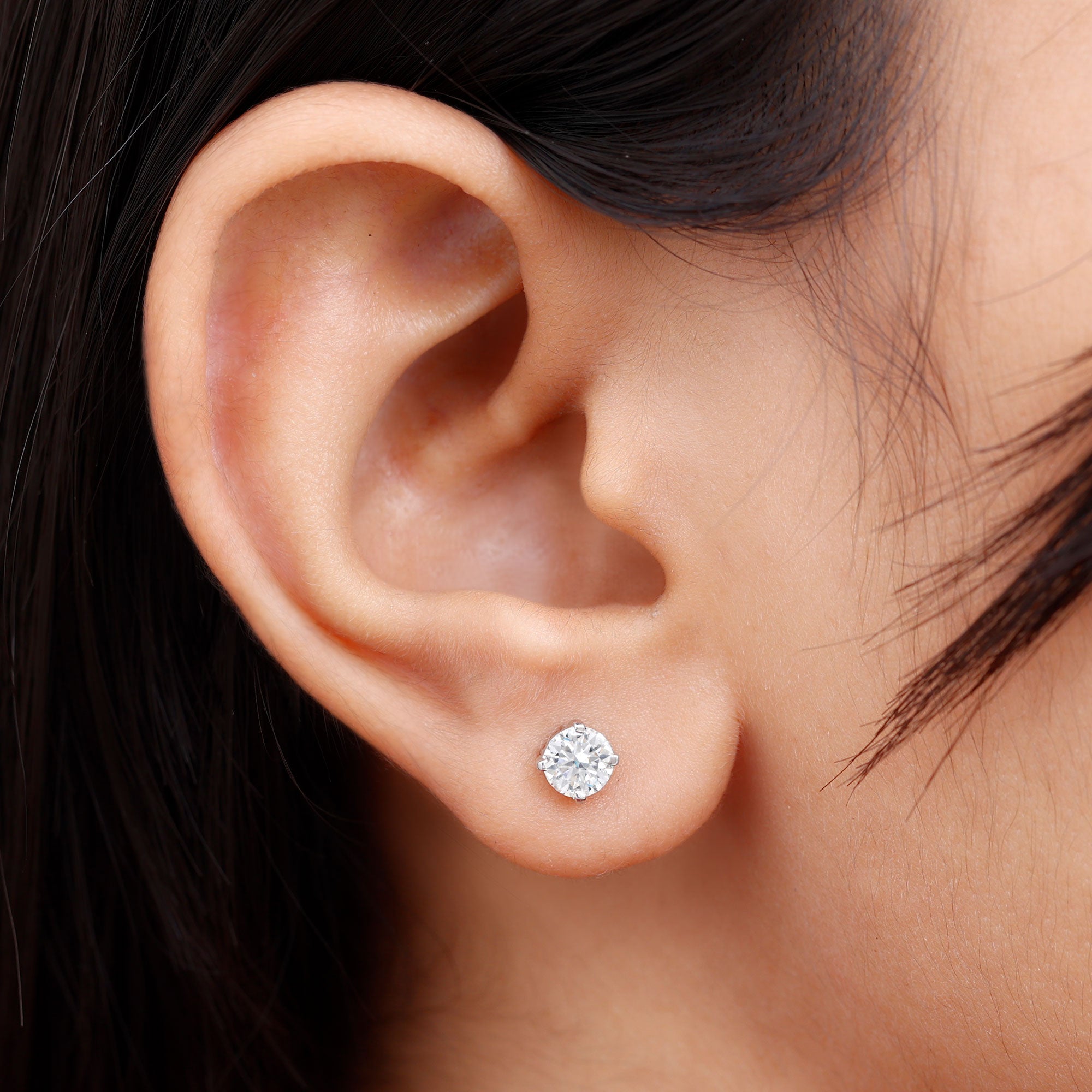 5 MM Round Shape Solitaire Moissanite Stud Earrings D-VS1 - Rosec Jewels