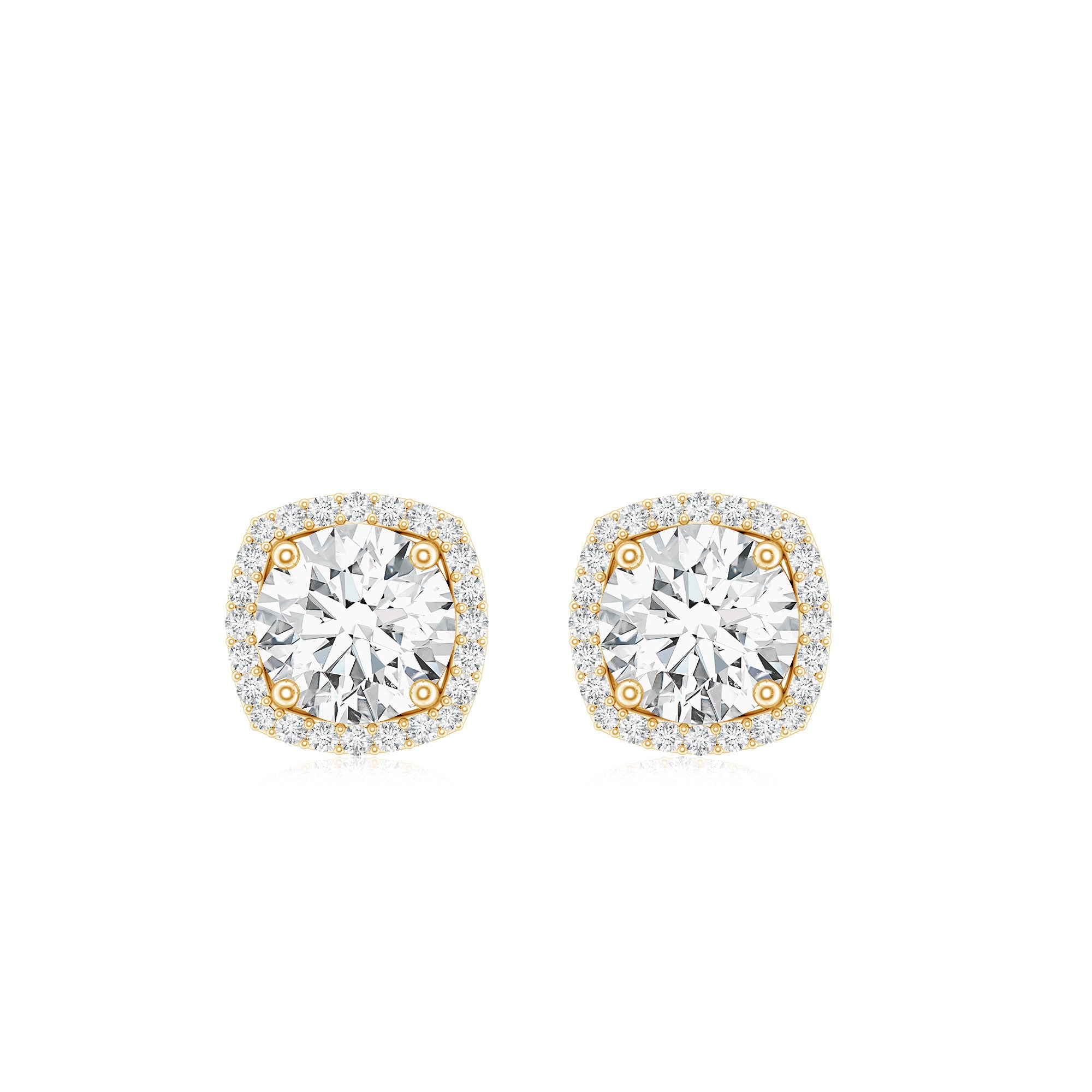 2.25 CT Round Shape Moissanite Stud Earrings with Halo D-VS1 - Rosec Jewels