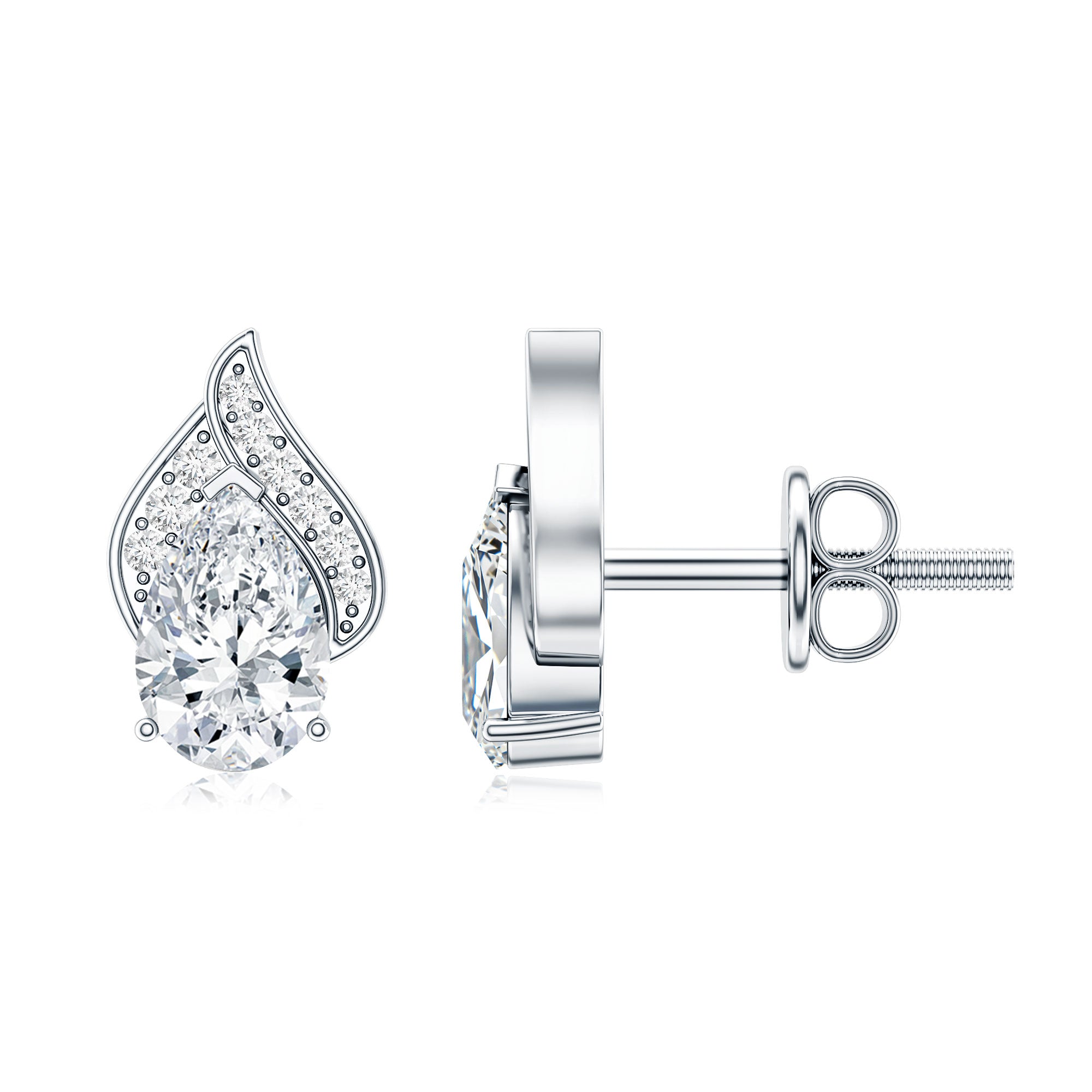 Classic 1.5 Carat Moissanite Stud Earrings with Screw Back D-VS1 - Rosec Jewels