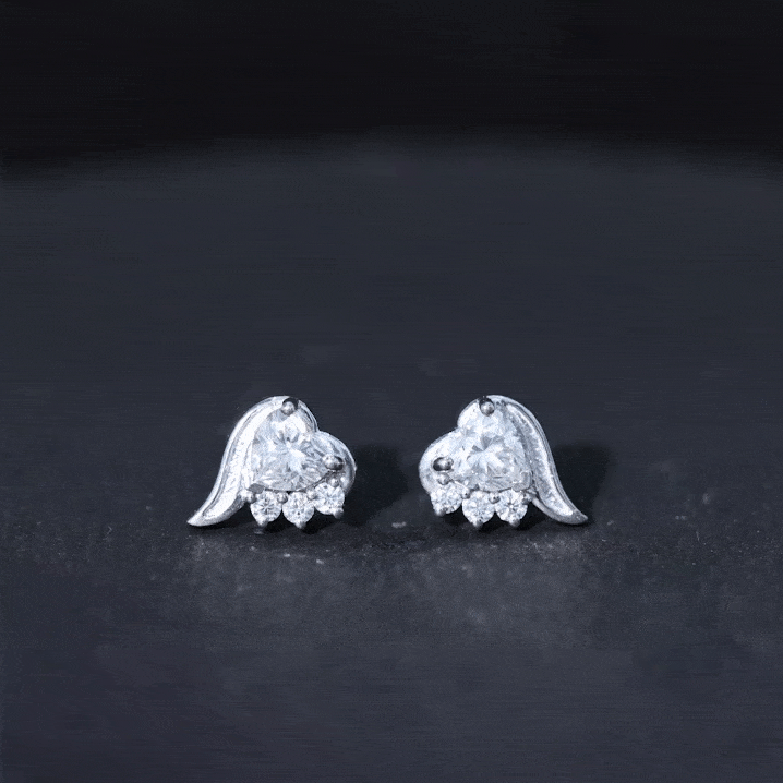Heart Shape Moissanite Stud Earrings with Screw Back D-VS1 - Rosec Jewels