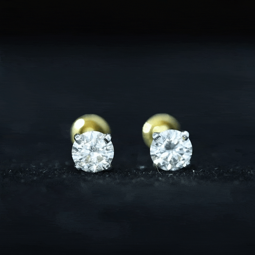 Dainty Diamond Solitaire Stud Earrings Natural - ( HI-SI ) - Rosec Jewels