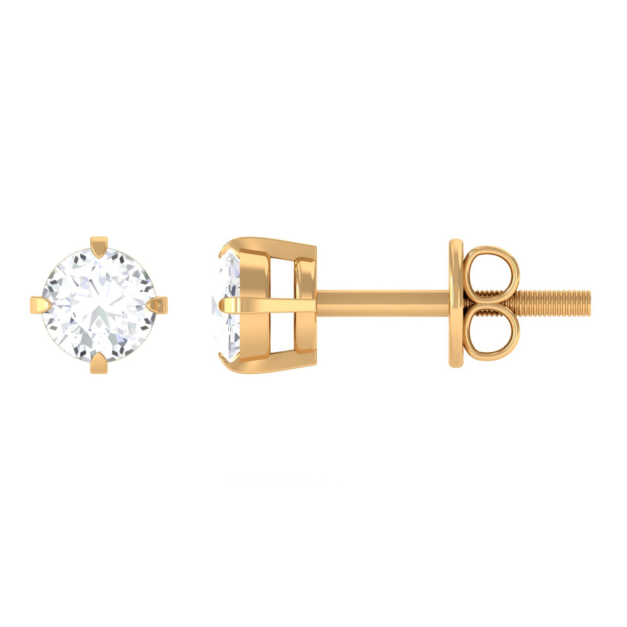 Dainty Diamond Solitaire Stud Earrings Natural - ( HI-SI ) - Rosec Jewels