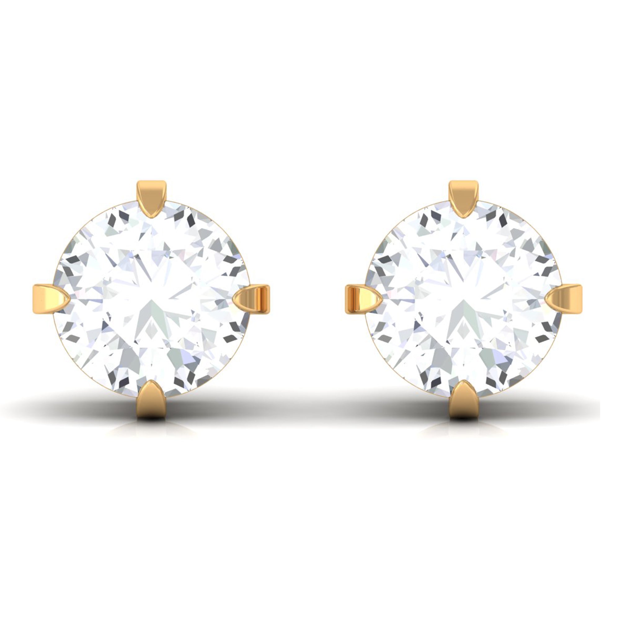 Dainty Diamond Solitaire Stud Earrings Natural - ( HI-SI ) - Rosec Jewels