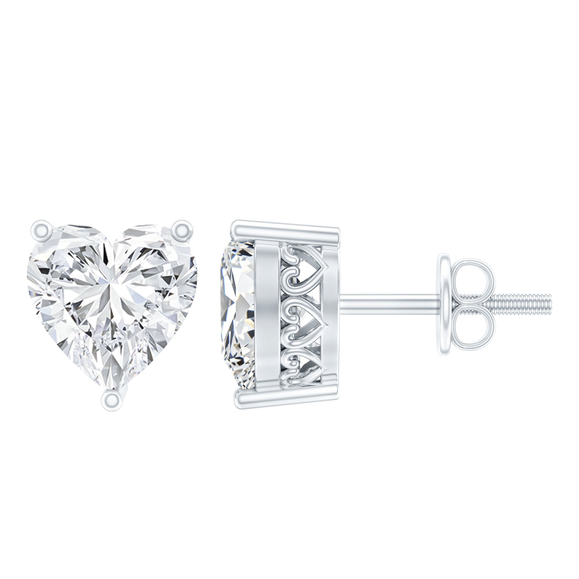 Certified 3 Carat Moissanite Heart Earrings For Women D-VS1 - Rosec Jewels