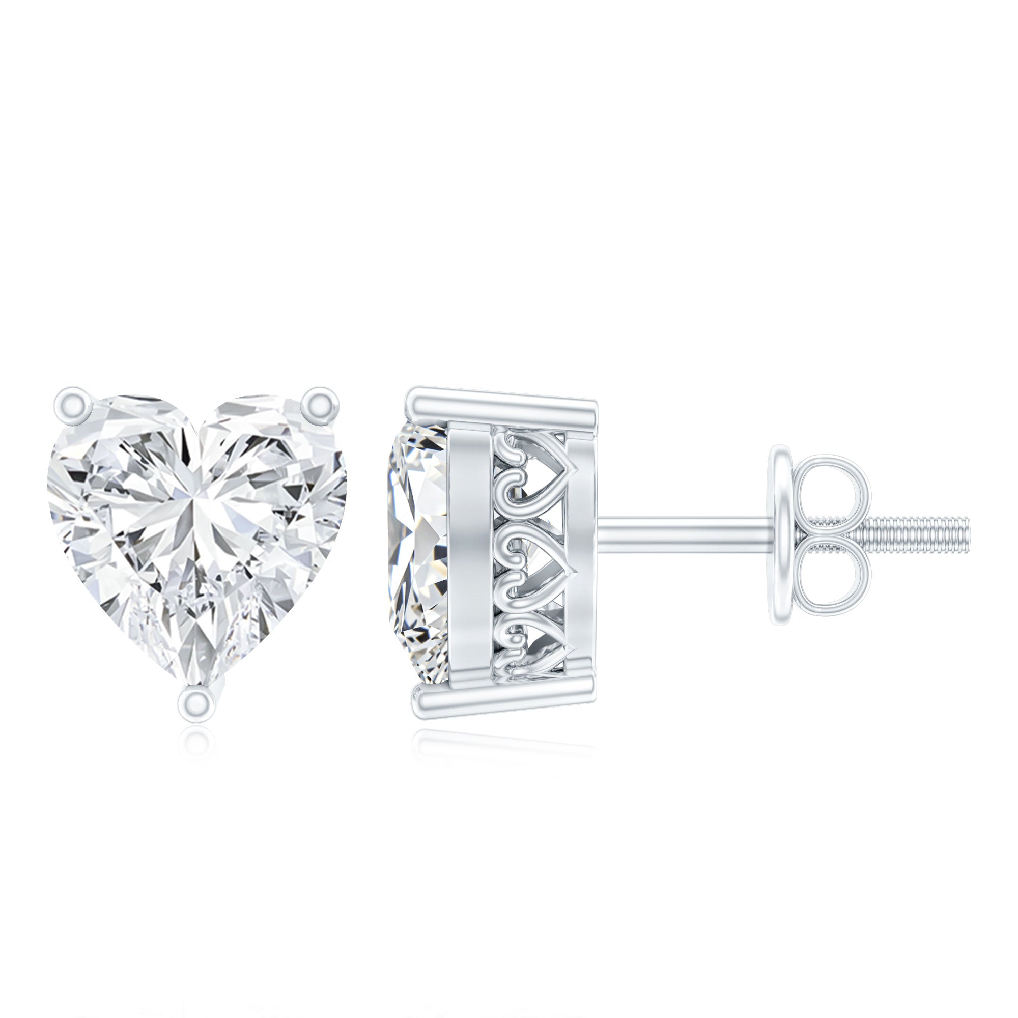 Certified 3 Carat Moissanite Heart Earrings For Women D-VS1 - Rosec Jewels