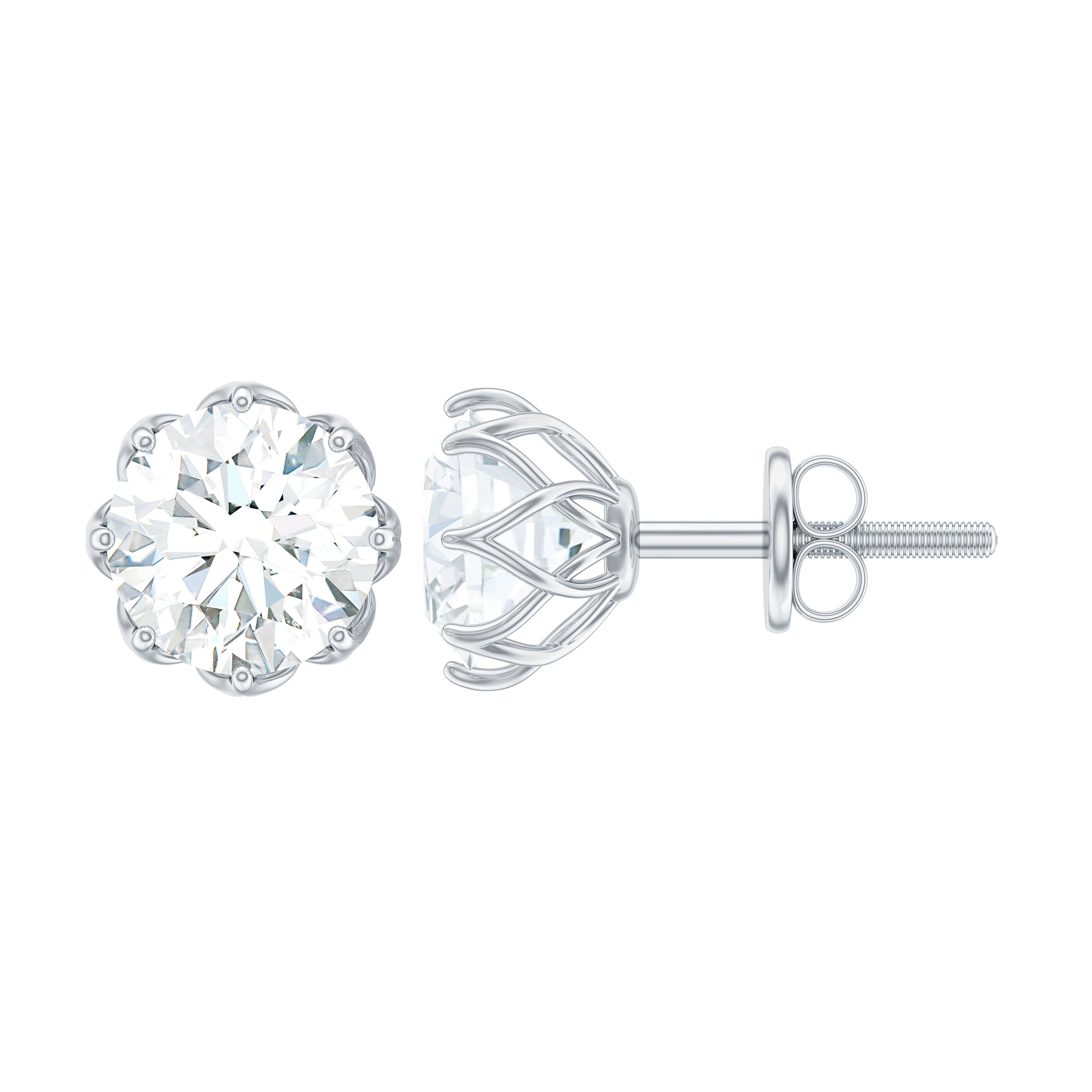 Round Cut 6 MM Zircon Solitaire Stud Earrings in Silver