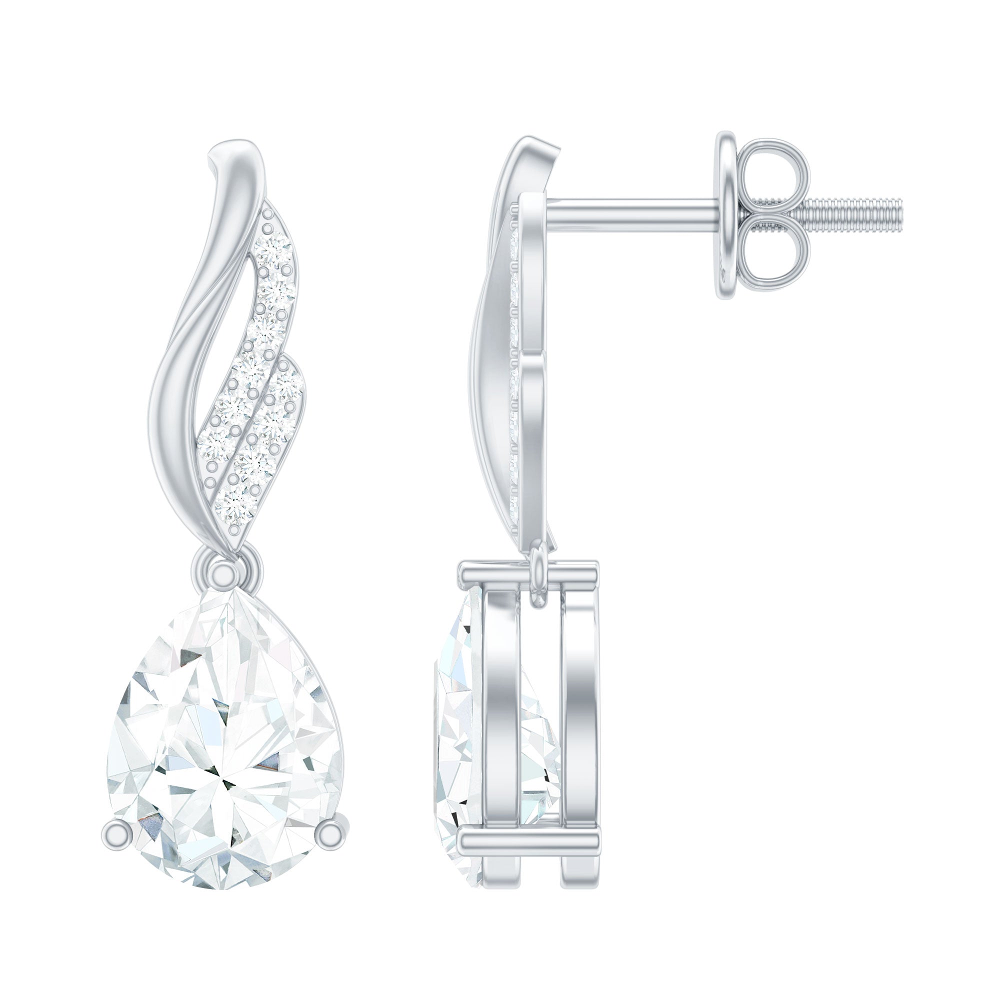 Certified 6X8 MM Moissanite Teardrop Earrings for Wedding