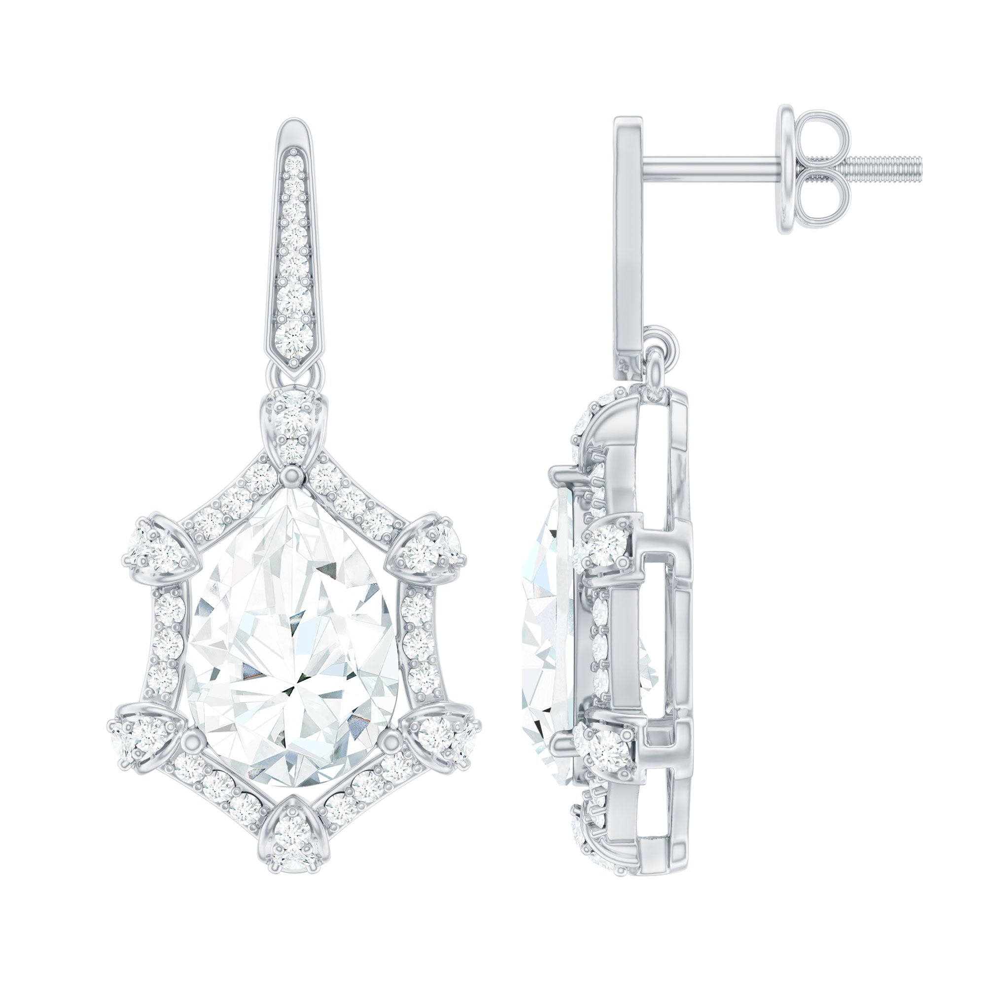 Vintage Inspired Moissanite Drop Earrings for Wedding