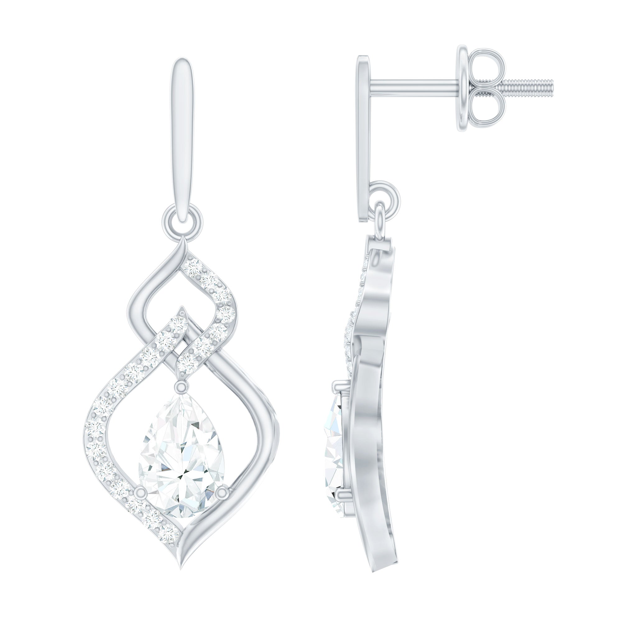 Certified Pear Shaped Moissanite Bridal Earrings for Wedding