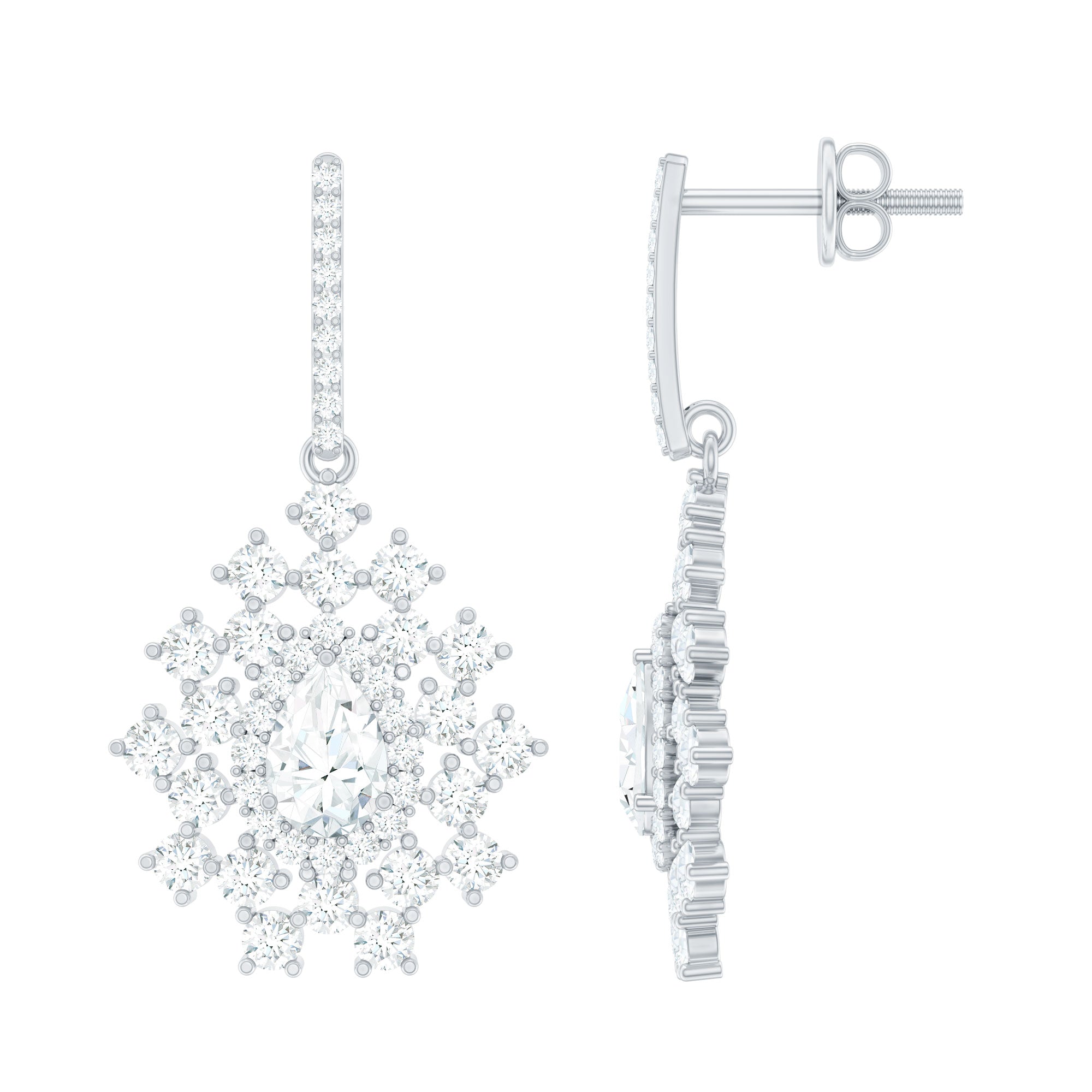 Certified Moissanite Statement Drop Earrings for Wedding