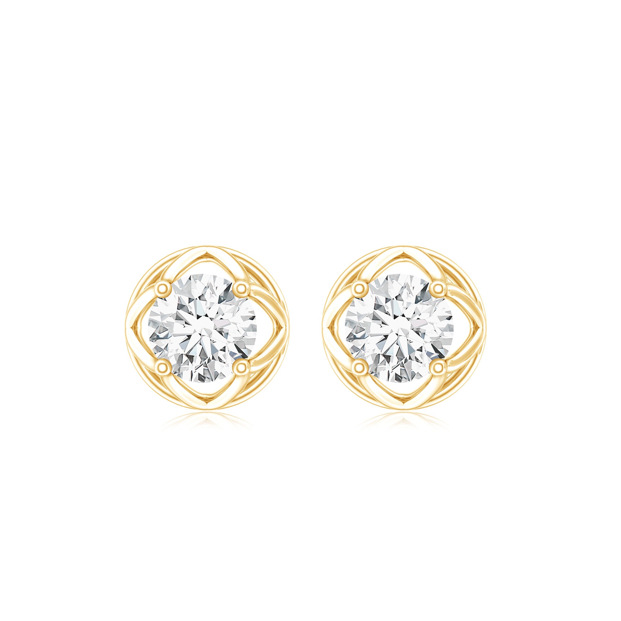 Round Diamond Solitaire Stud Earrings with Screw Back Lab - ( EF-VS ) - Rosec Jewels