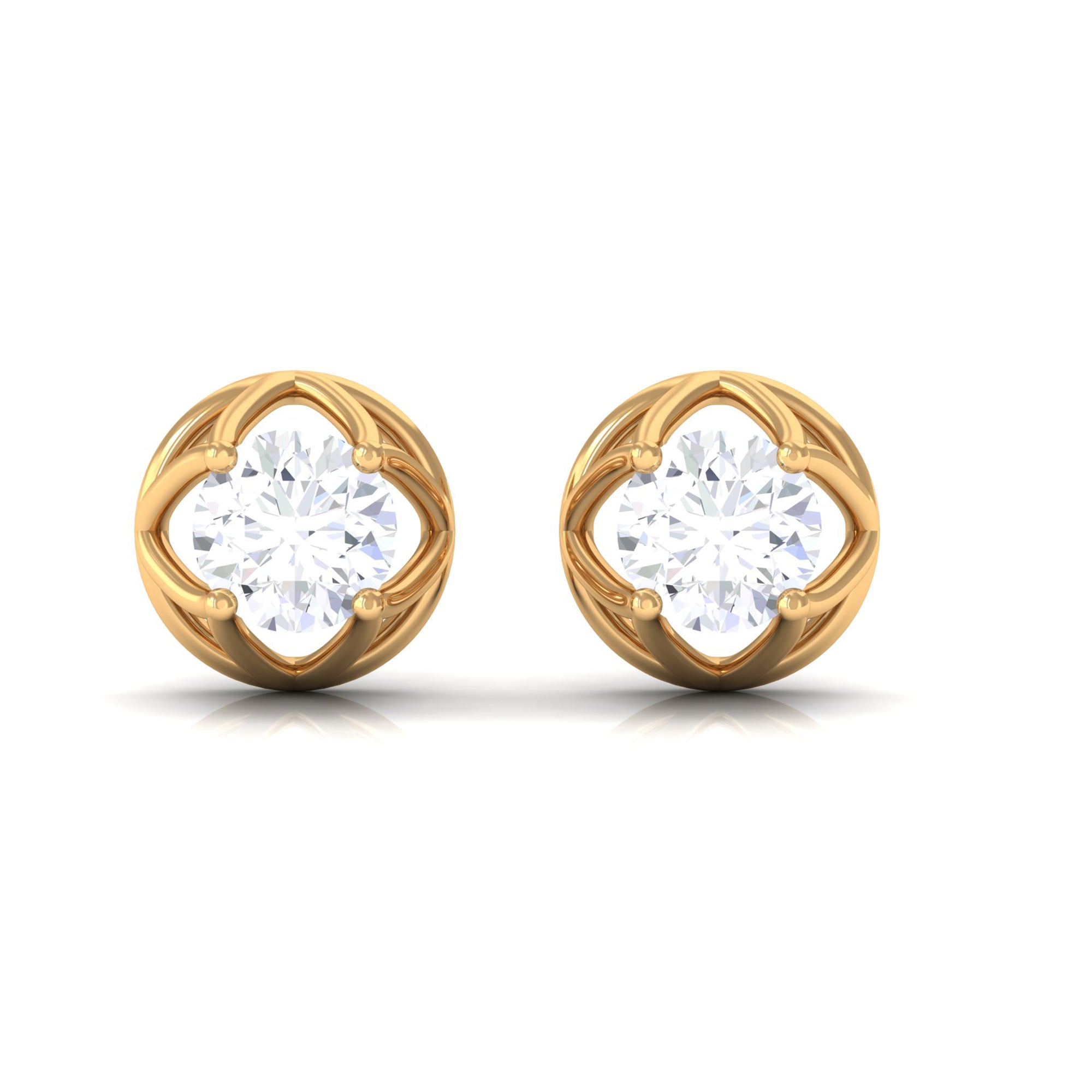 Rosec Jewels-Round Diamond Solitaire Stud Earrings with Screw Back