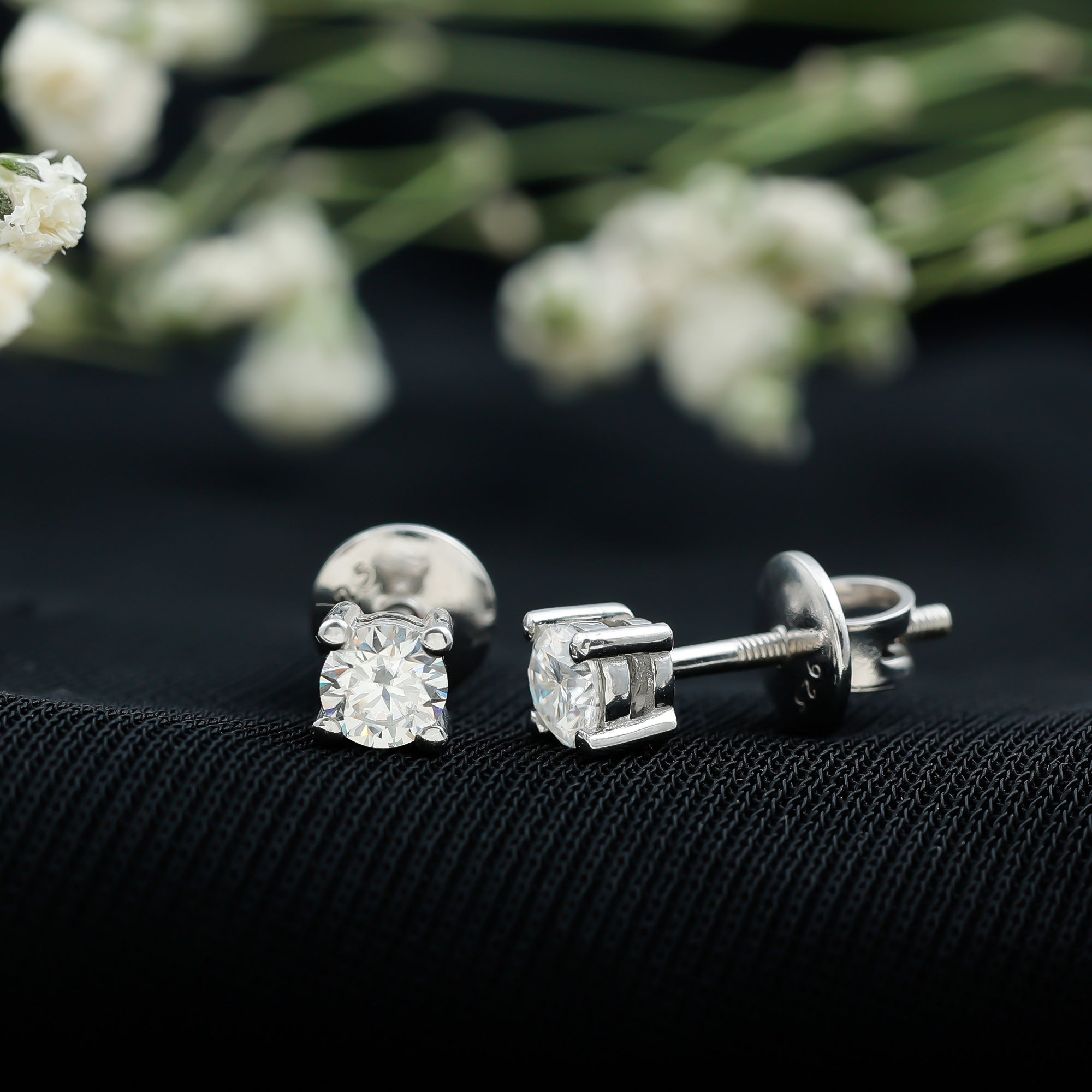 Brilliant Cut Diamond Stud Earrings in Prong Setting Lab - ( EF-VS ) - Rosec Jewels