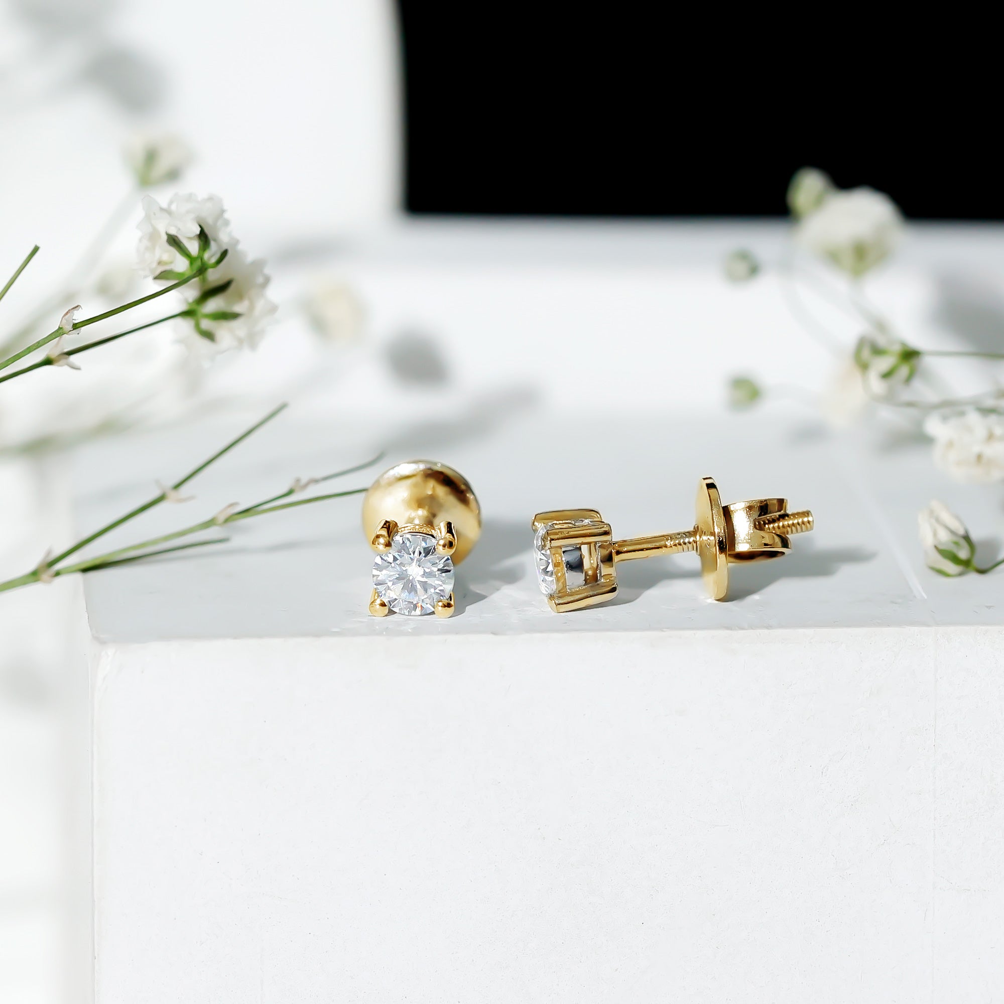 Brilliant Cut Diamond Stud Earrings in Prong Setting Lab - ( EF-VS ) - Rosec Jewels