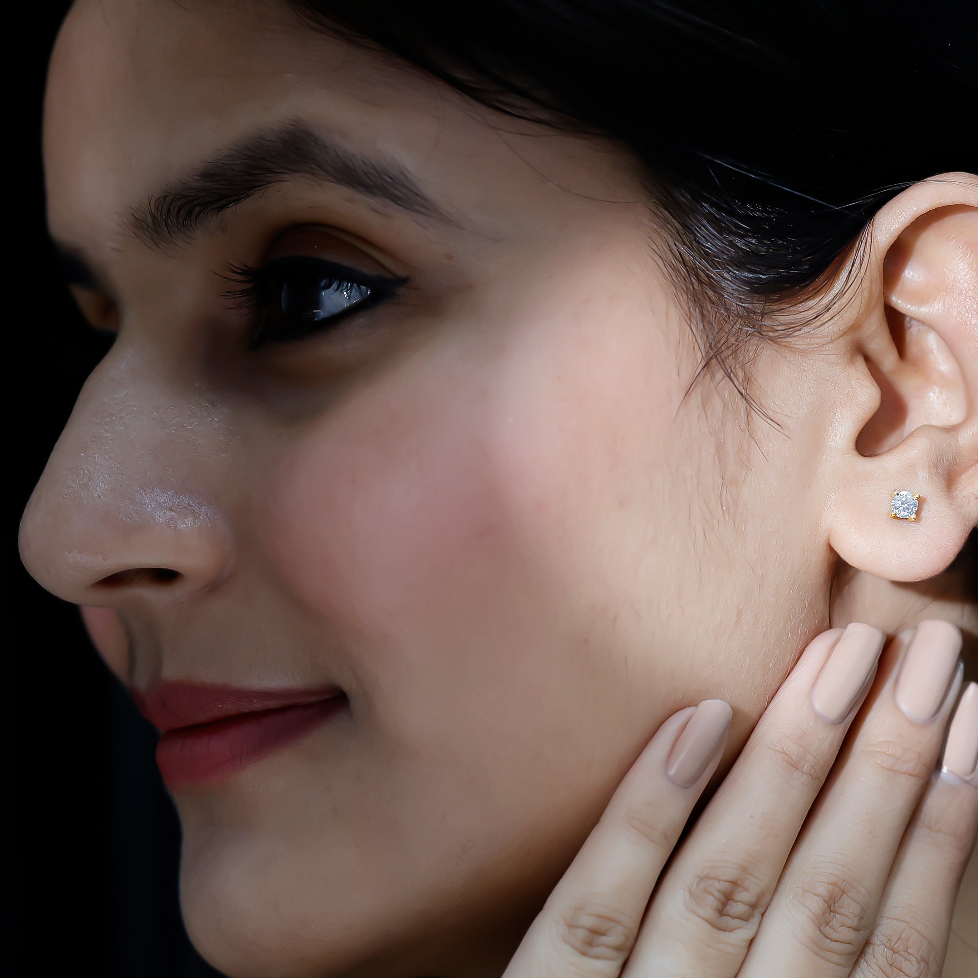 Brilliant Cut Diamond Stud Earrings in Prong Setting Lab - ( EF-VS ) - Rosec Jewels
