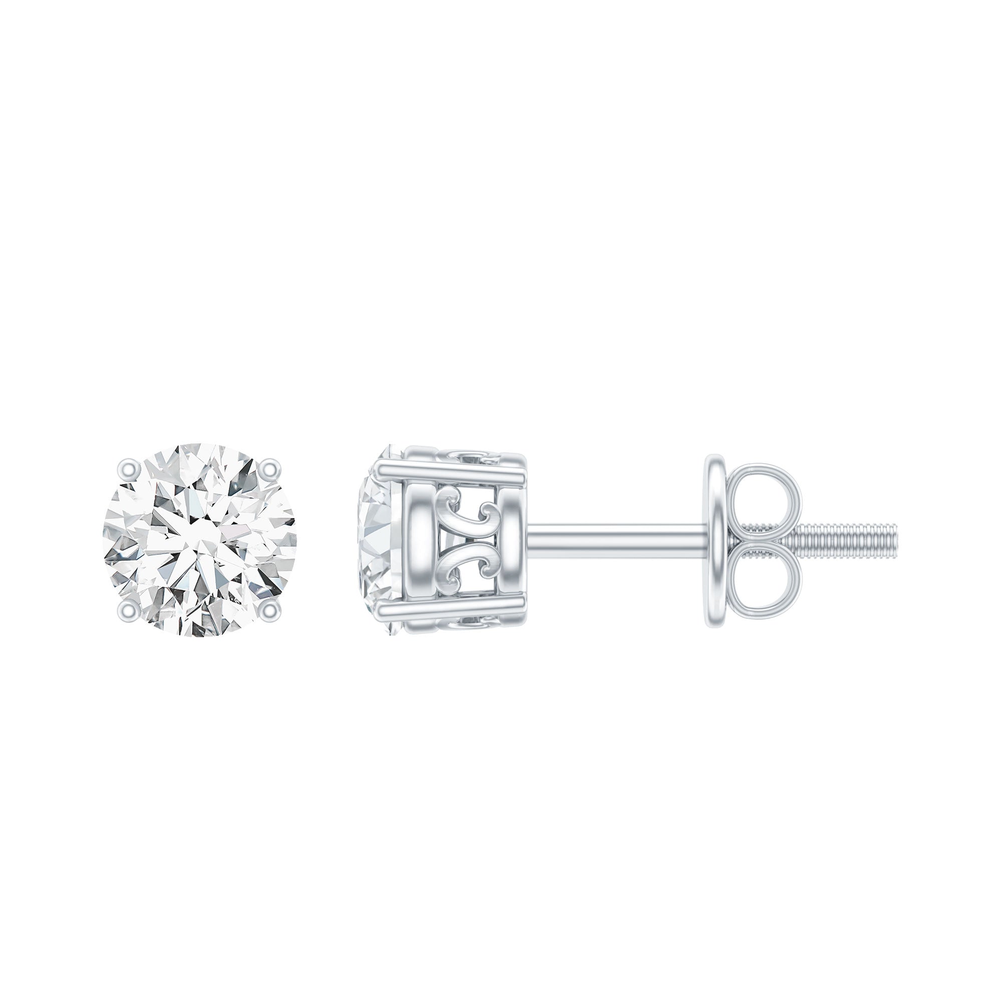 Brilliant Cut Diamond Solitaire Stud Earrings in Prong Setting Lab - ( EF-VS ) - Rosec Jewels