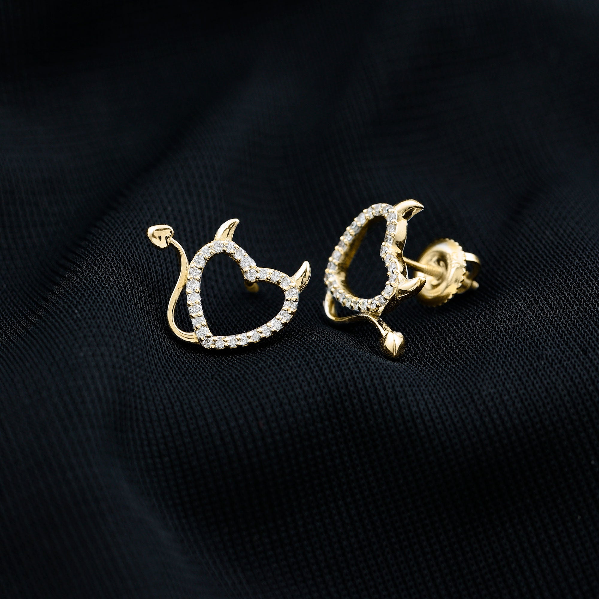 Round Diamond Devil Heart Earrings Lab - ( EF-VS ) - Rosec Jewels