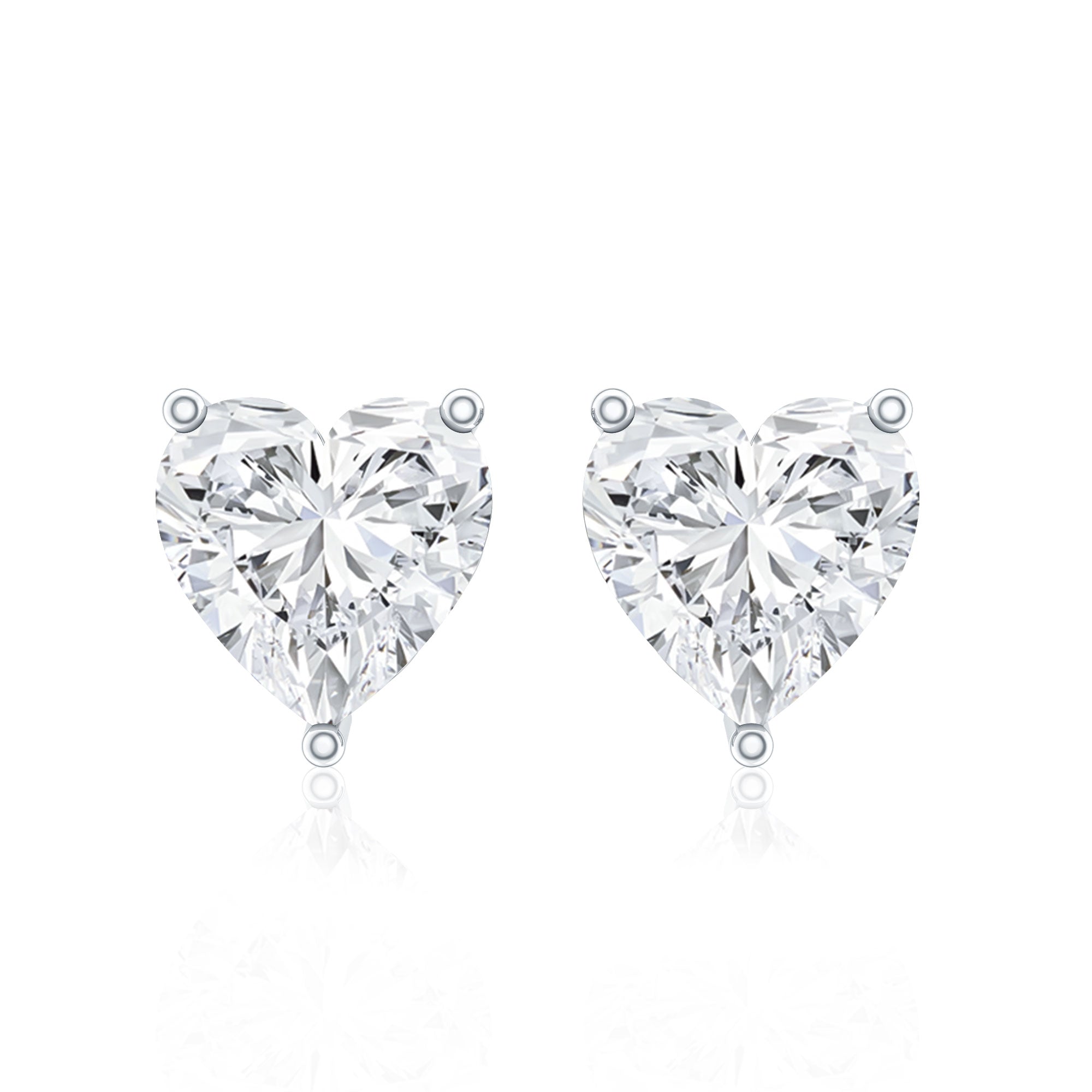 Certified Real Diamond Heart Shaped Earrings with Screw Back Lab - ( EF-VS ) - Rosec Jewels