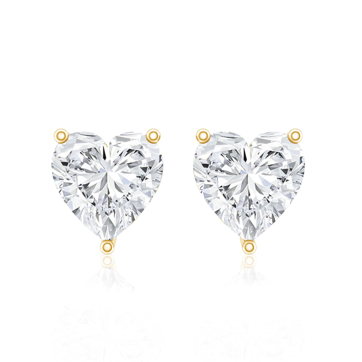 Certified Real Diamond Heart Shaped Earrings with Screw Back Lab - ( EF-VS ) - Rosec Jewels
