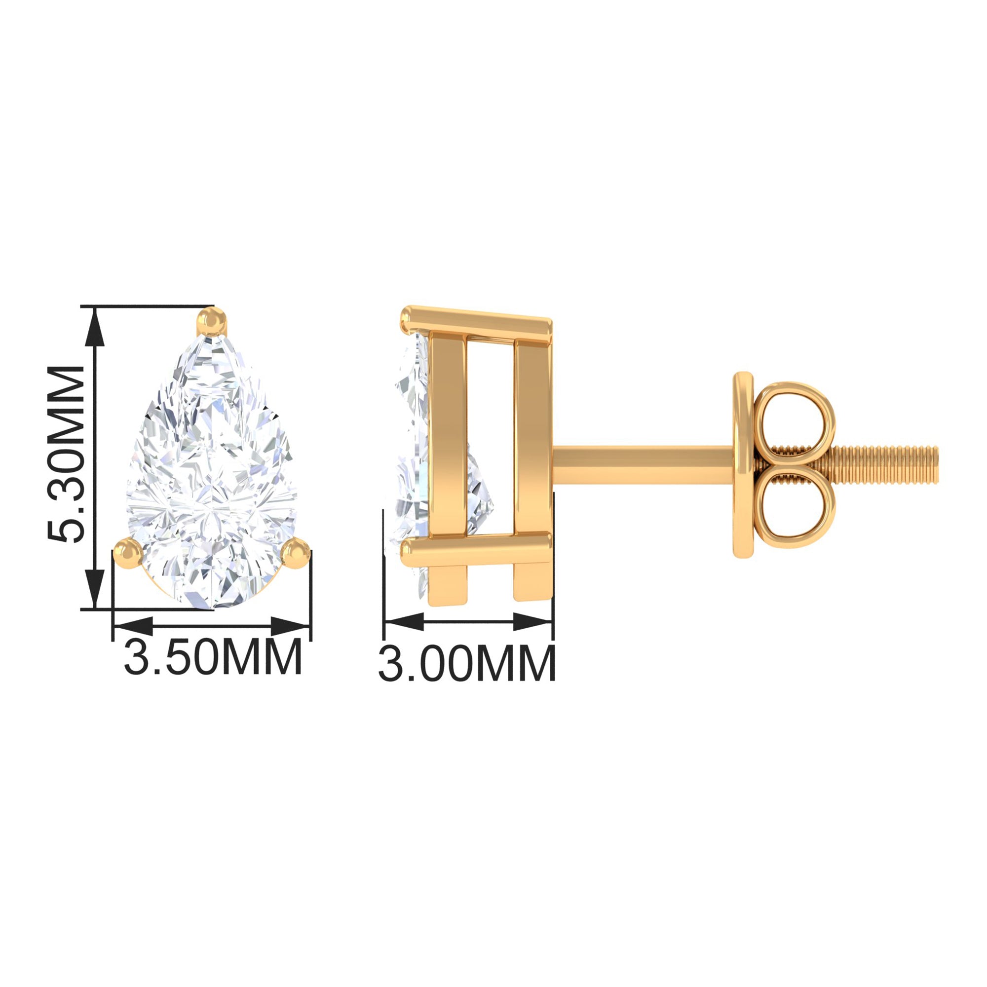 Rosec Jewels-Pear Cut Diamond Solitaire Stud Earrings