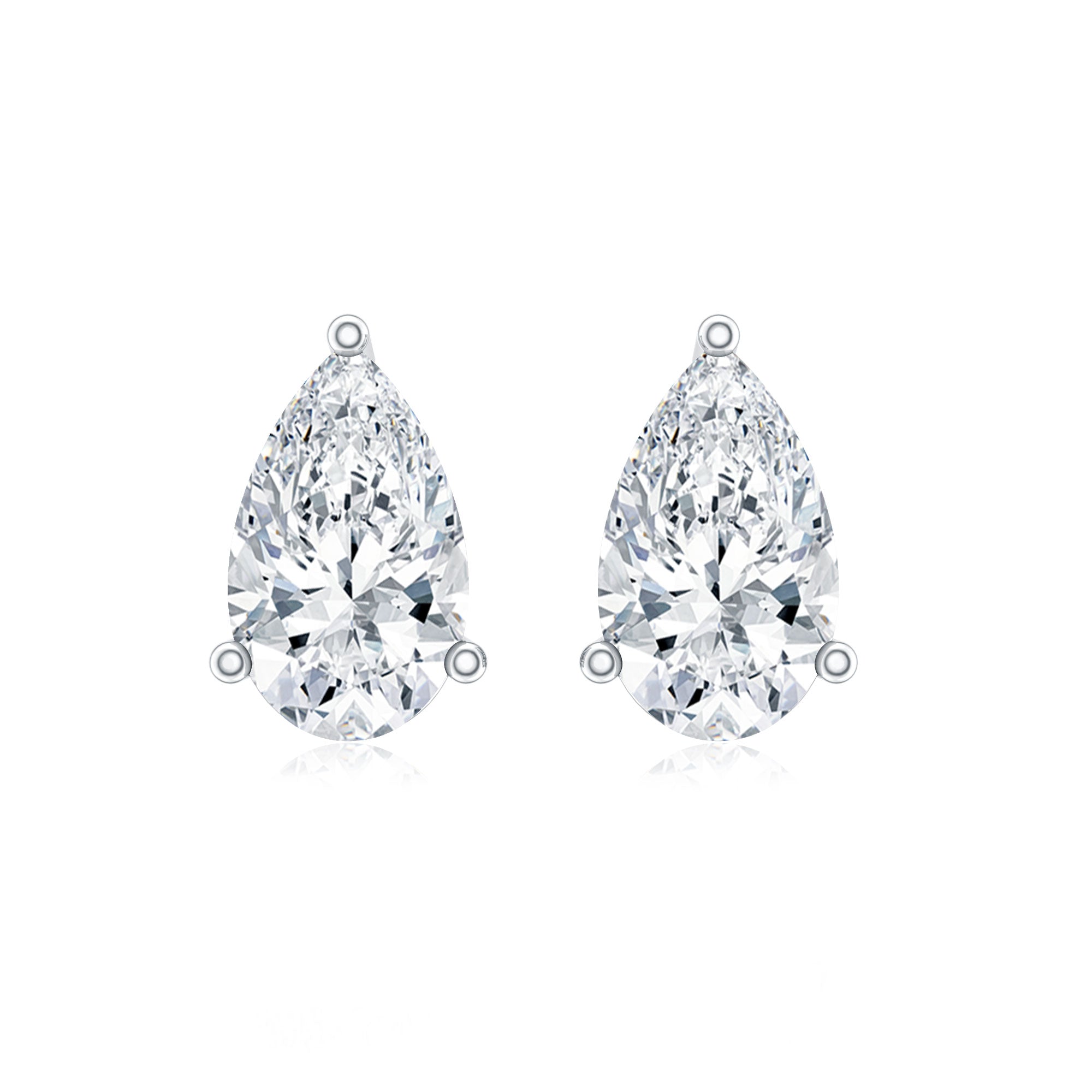 Pear Cut Diamond Solitaire Stud Earrings Lab - ( EF-VS ) - Rosec Jewels