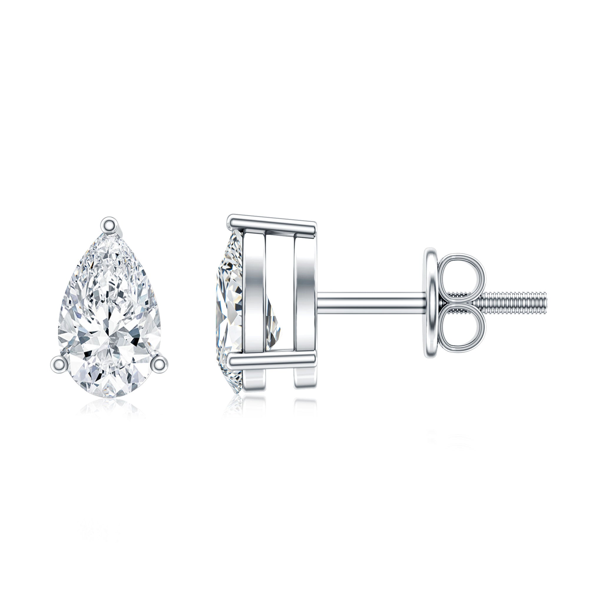 Pear Cut Diamond Solitaire Stud Earrings Lab - ( EF-VS ) - Rosec Jewels