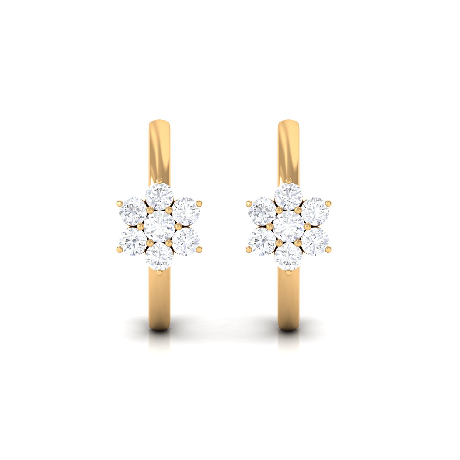 Rosec Jewels-Floral Hoop Earrings with Diamond