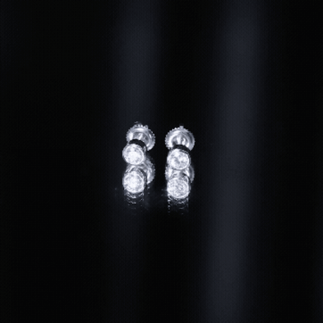 Minimalistic Bezel Set Diamond Stud Earrings Lab - ( EF-VS ) - Rosec Jewels