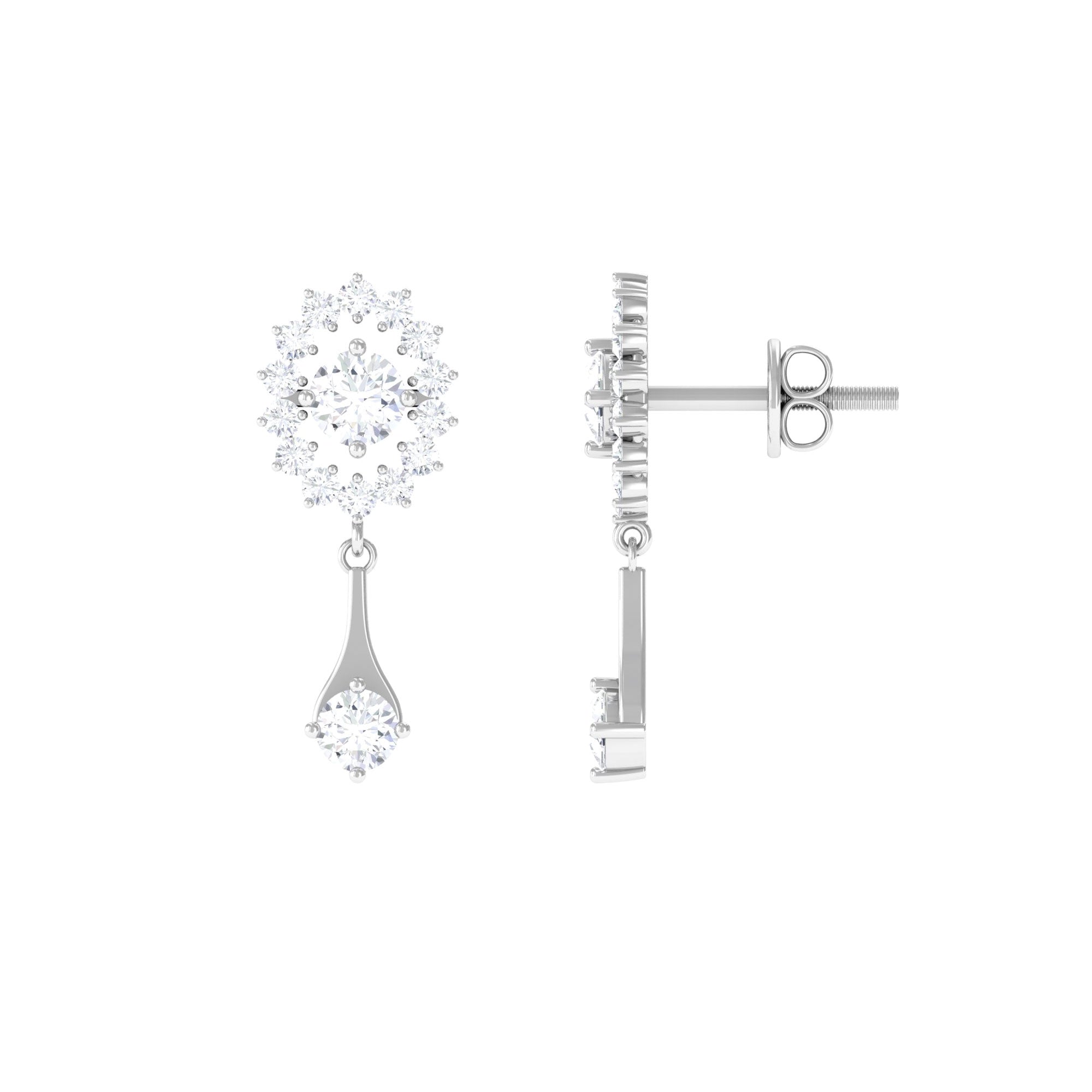 Rosec Jewels-1 CT Certified Diamond Gold Drop Dangle Earrings