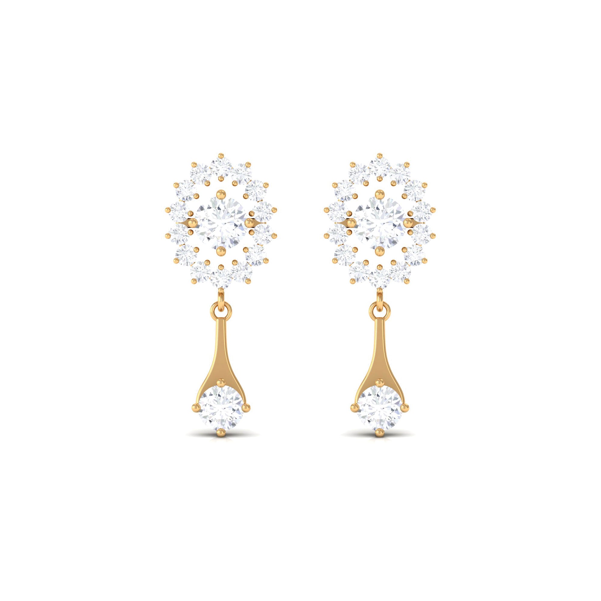 Rosec Jewels-1 CT Certified Diamond Gold Drop Dangle Earrings