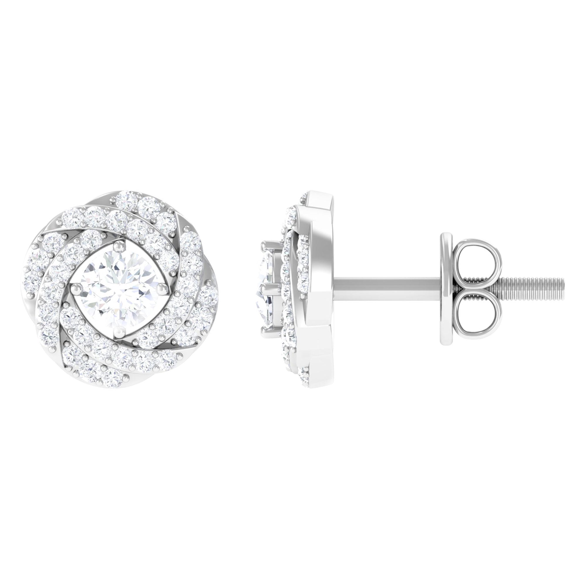 Rosec Jewels-1/2 CT Classic Diamond Swirl Stud Earrings