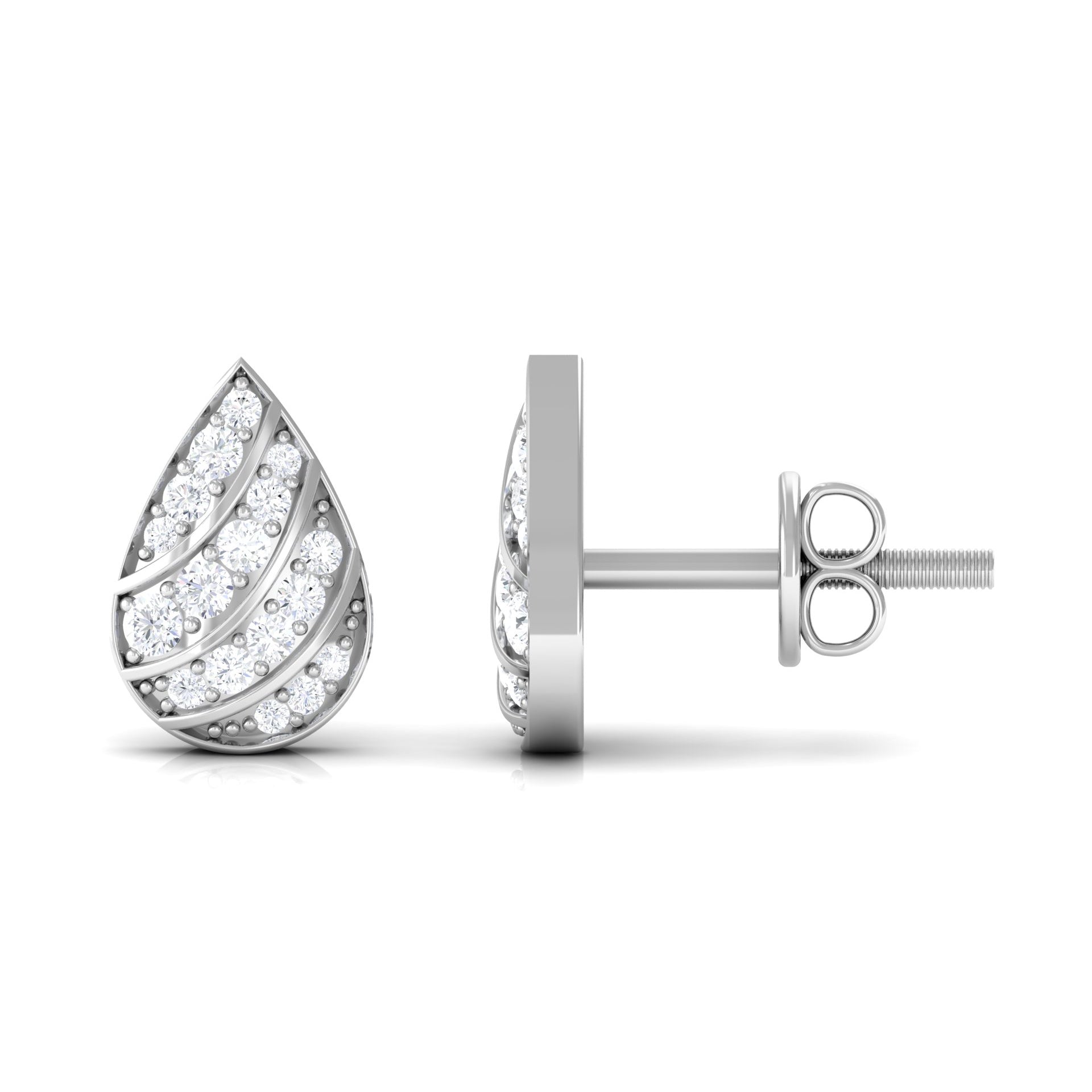 Rosec Jewels-1/4 CT Round Diamond Teardrop Stud Earrings in Gold