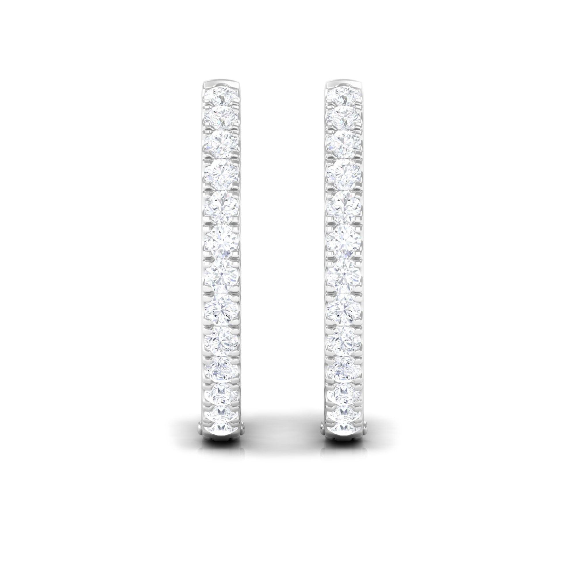 Rosec Jewels-1/2 CT Round Diamond Simple Hinged Hoop Earrings