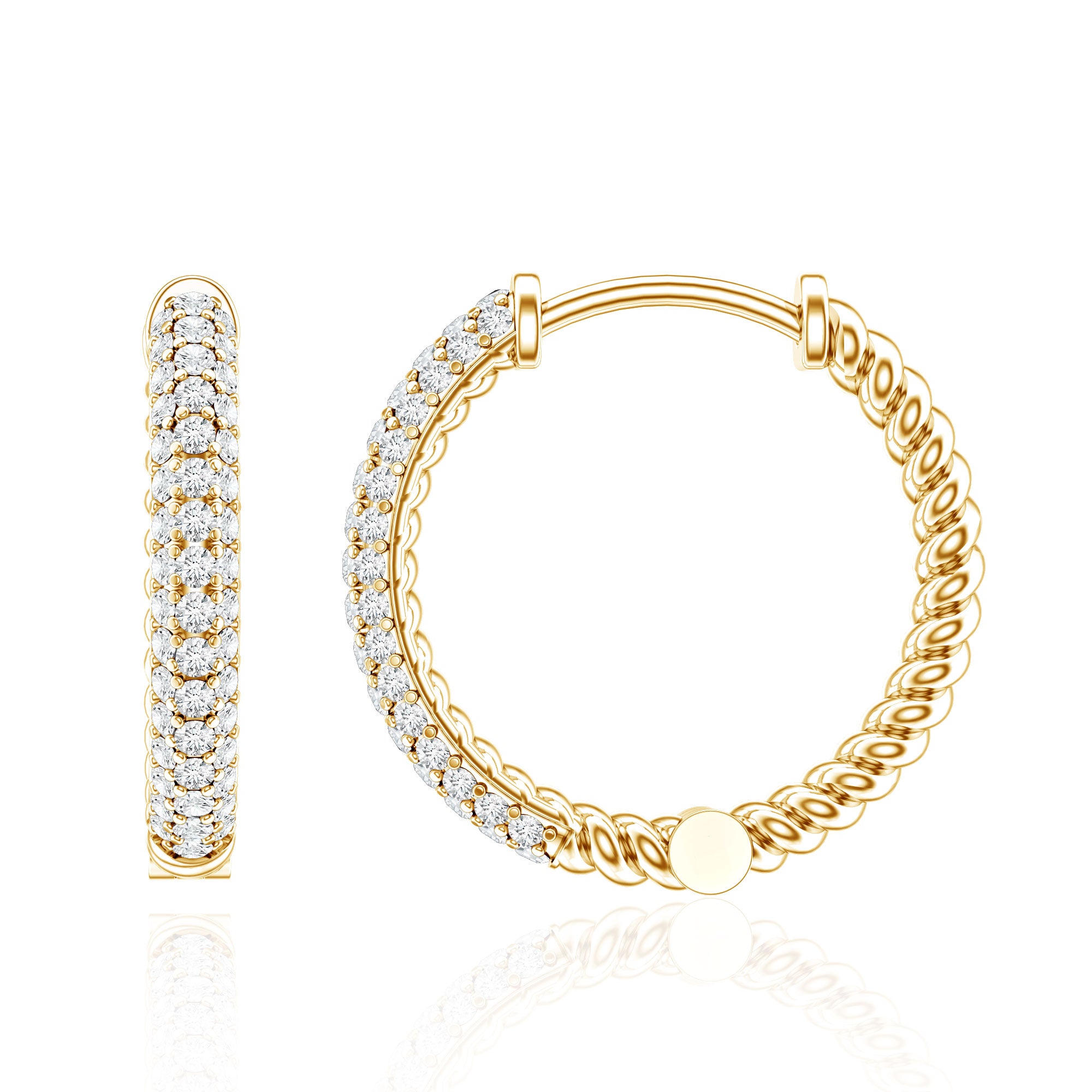 Classic Diamond Hinged Hoop Earrings with Certificate Lab - ( EF-VS ) - Rosec Jewels