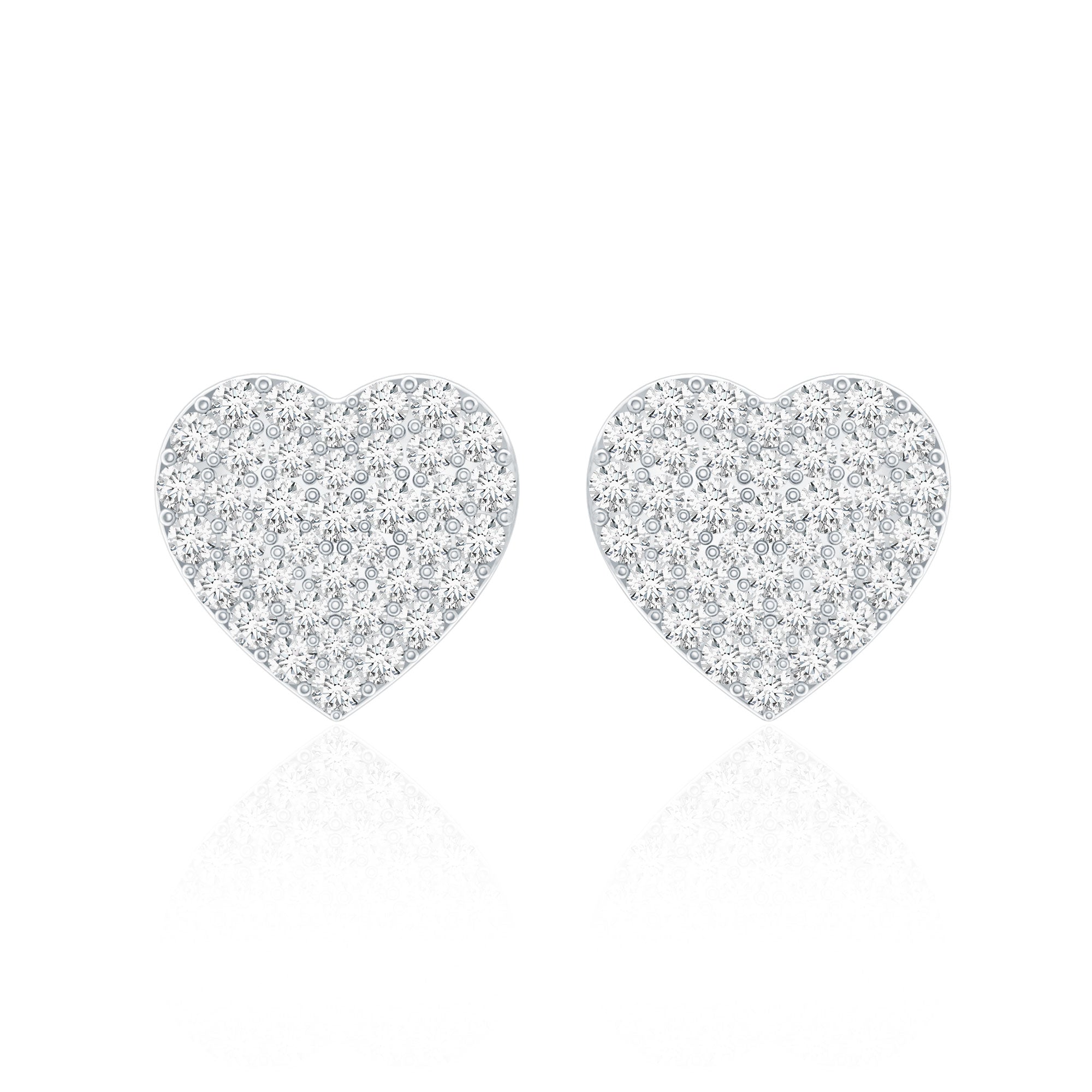 Natural Diamond Heart Earrings with Screw Back Lab - ( EF-VS ) - Rosec Jewels