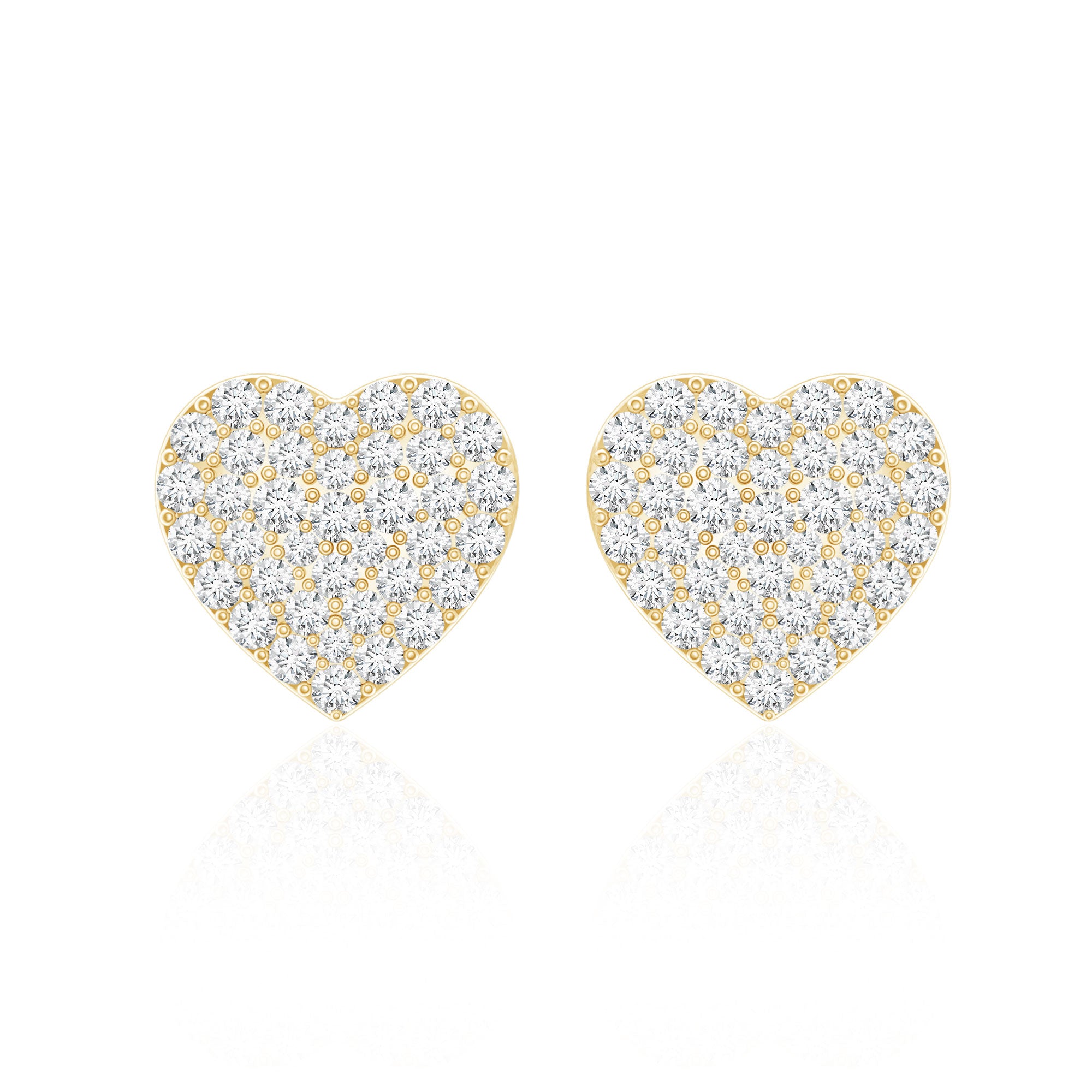 Natural Diamond Heart Earrings with Screw Back Lab - ( EF-VS ) - Rosec Jewels