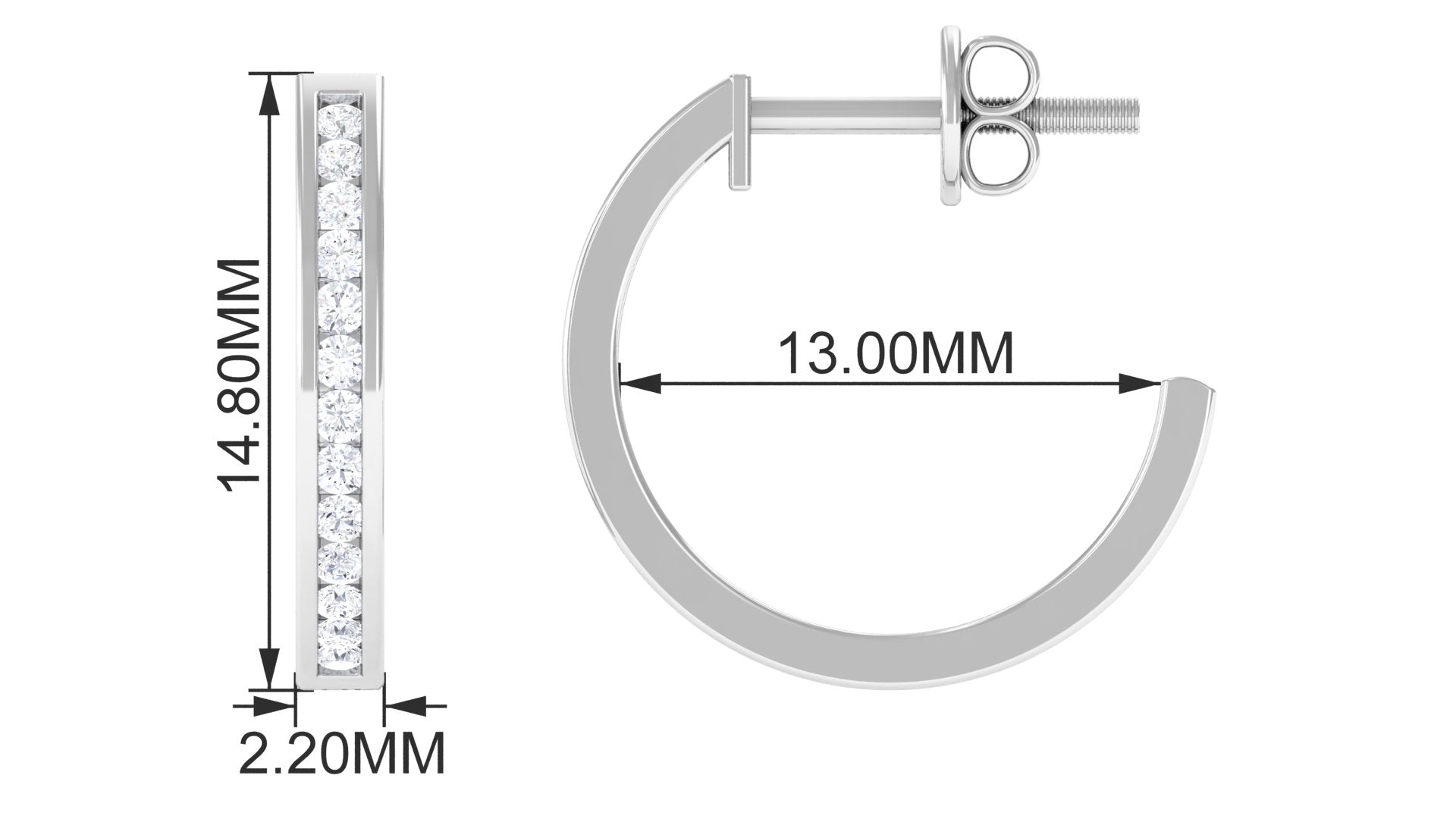 Rosec Jewels-Channel Set Round Diamond Hinged Hoop Earrings