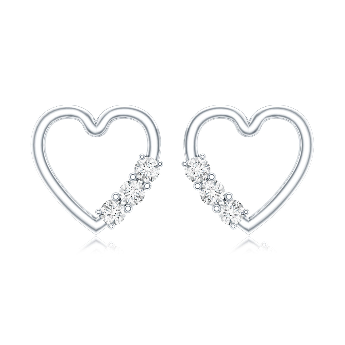Diamond Heart Shape Stud Earring for Women Lab - ( EF-VS ) - Rosec Jewels
