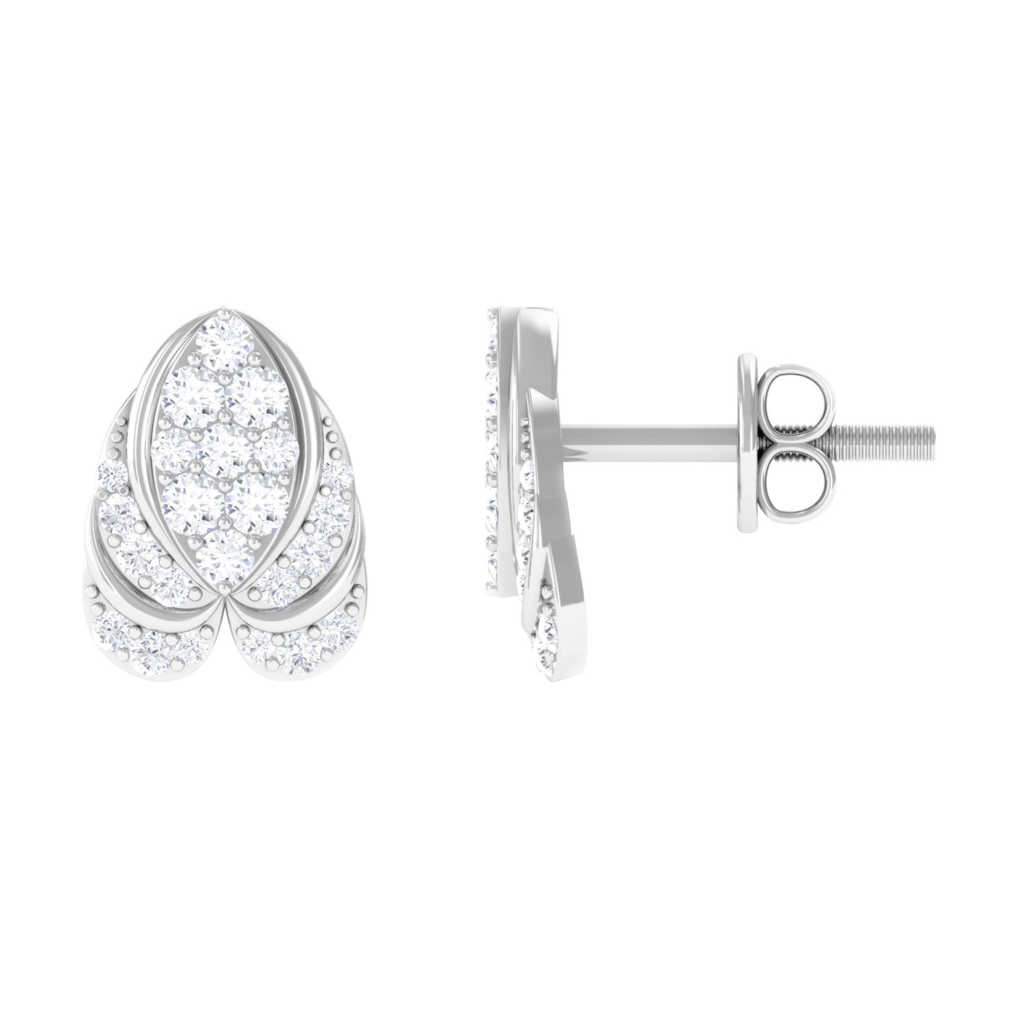 Rosec Jewels-1/2 CT Round Diamond Antique Heart Stud Earrings