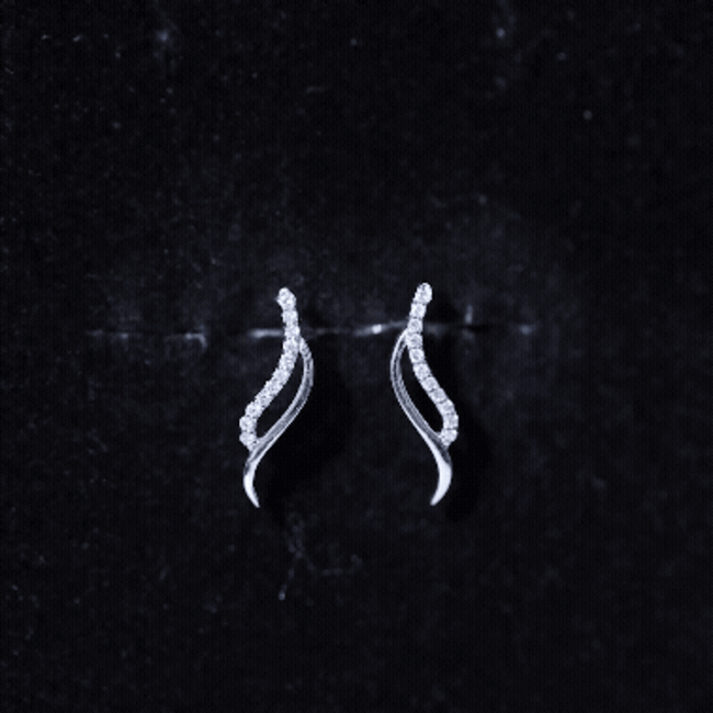 Prong Set Diamond Leaf Stud Earrings for Women Lab - ( EF-VS ) - Rosec Jewels