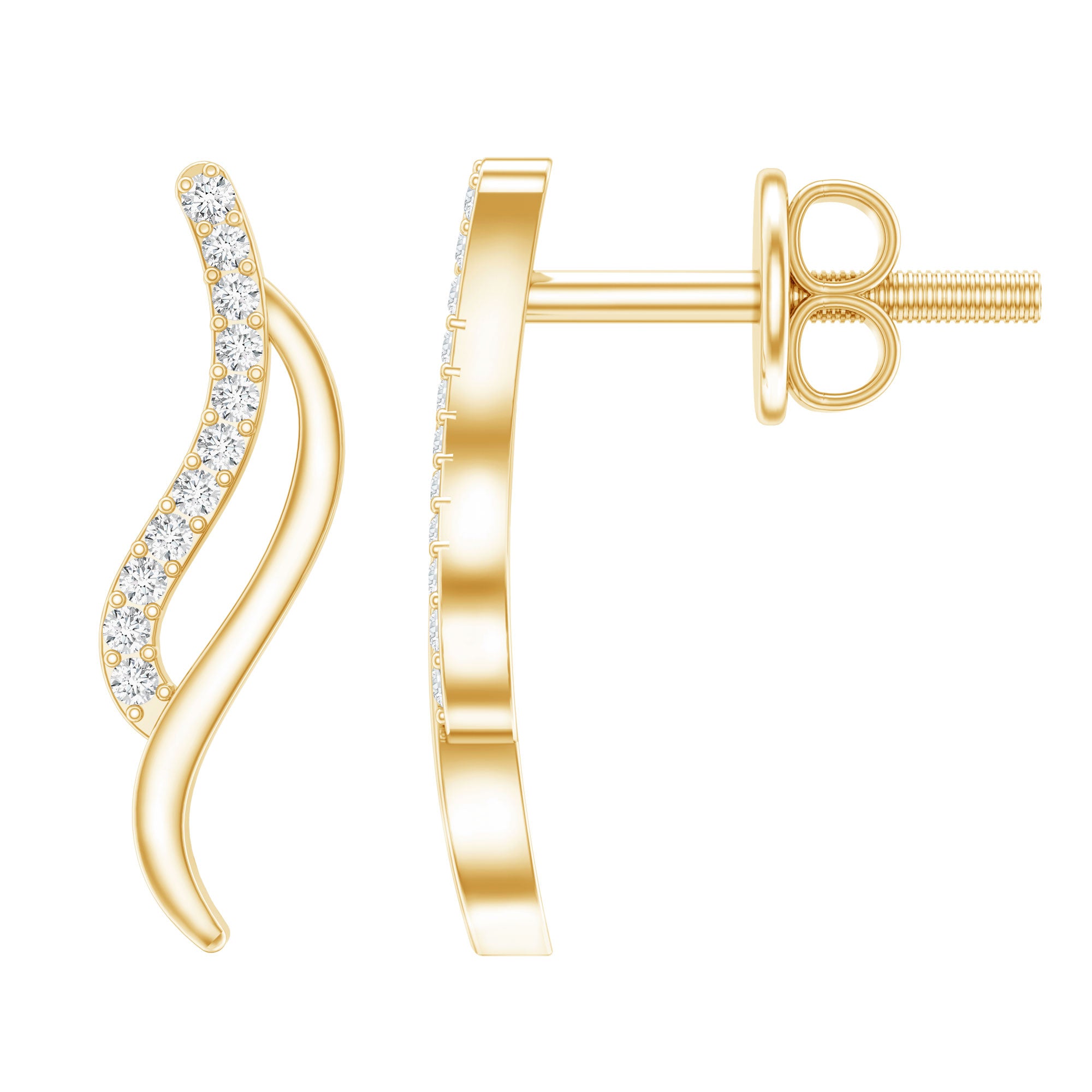 Prong Set Diamond Leaf Stud Earrings for Women Lab - ( EF-VS ) - Rosec Jewels