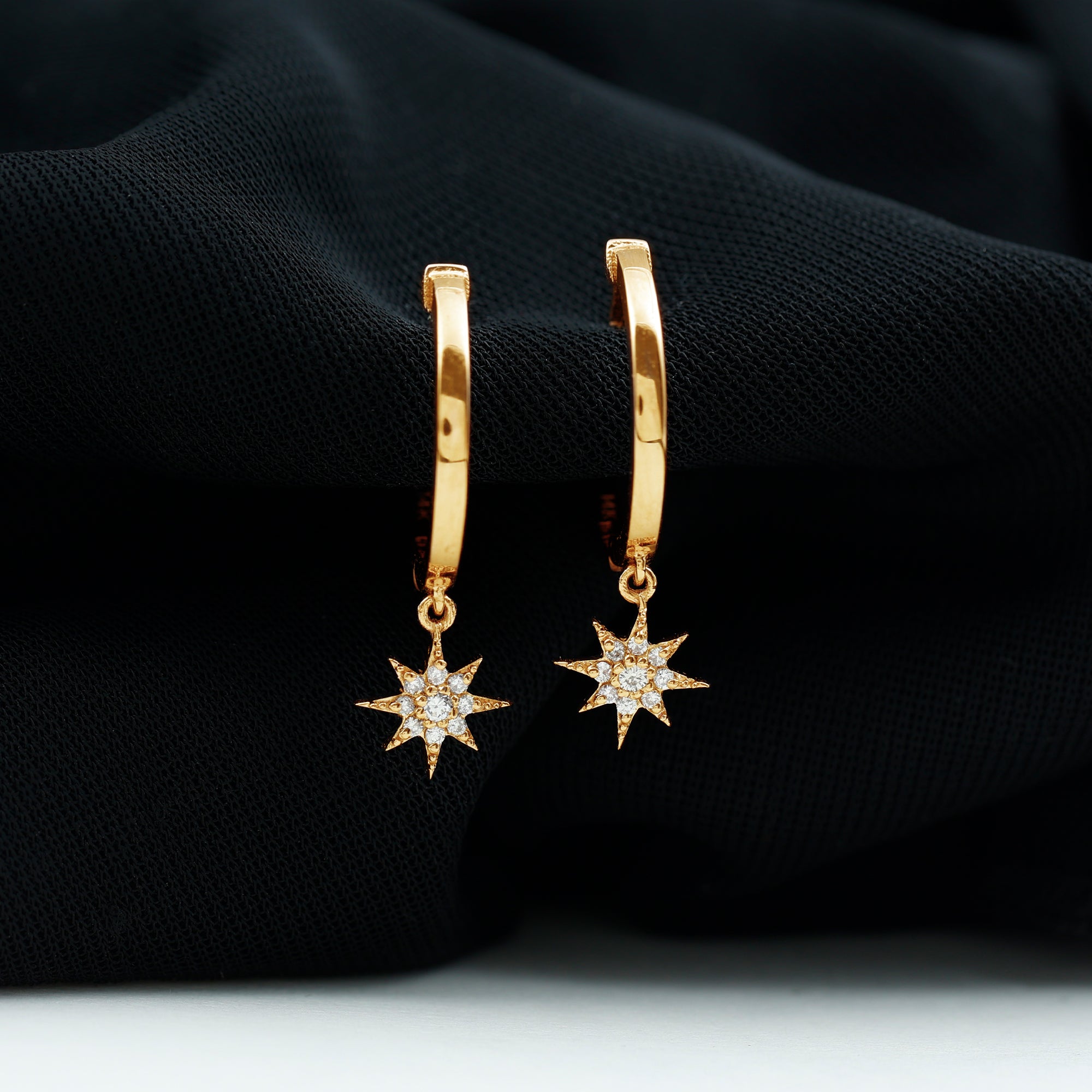 Certified Diamond Star Drop Earrings Lab - ( EF-VS ) - Rosec Jewels