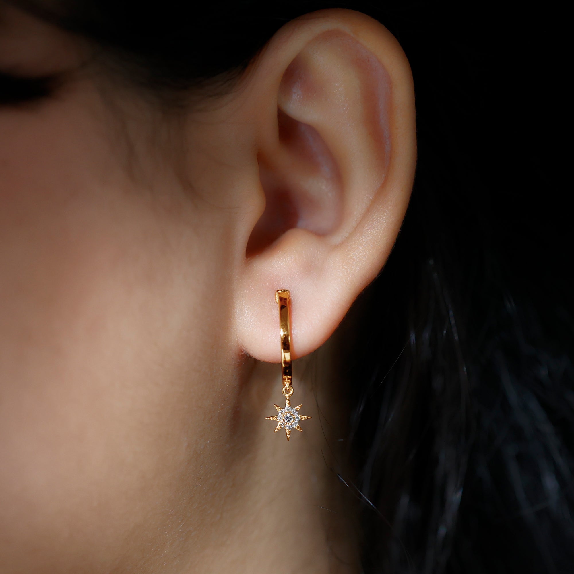 Certified Diamond Star Drop Earrings Lab - ( EF-VS ) - Rosec Jewels