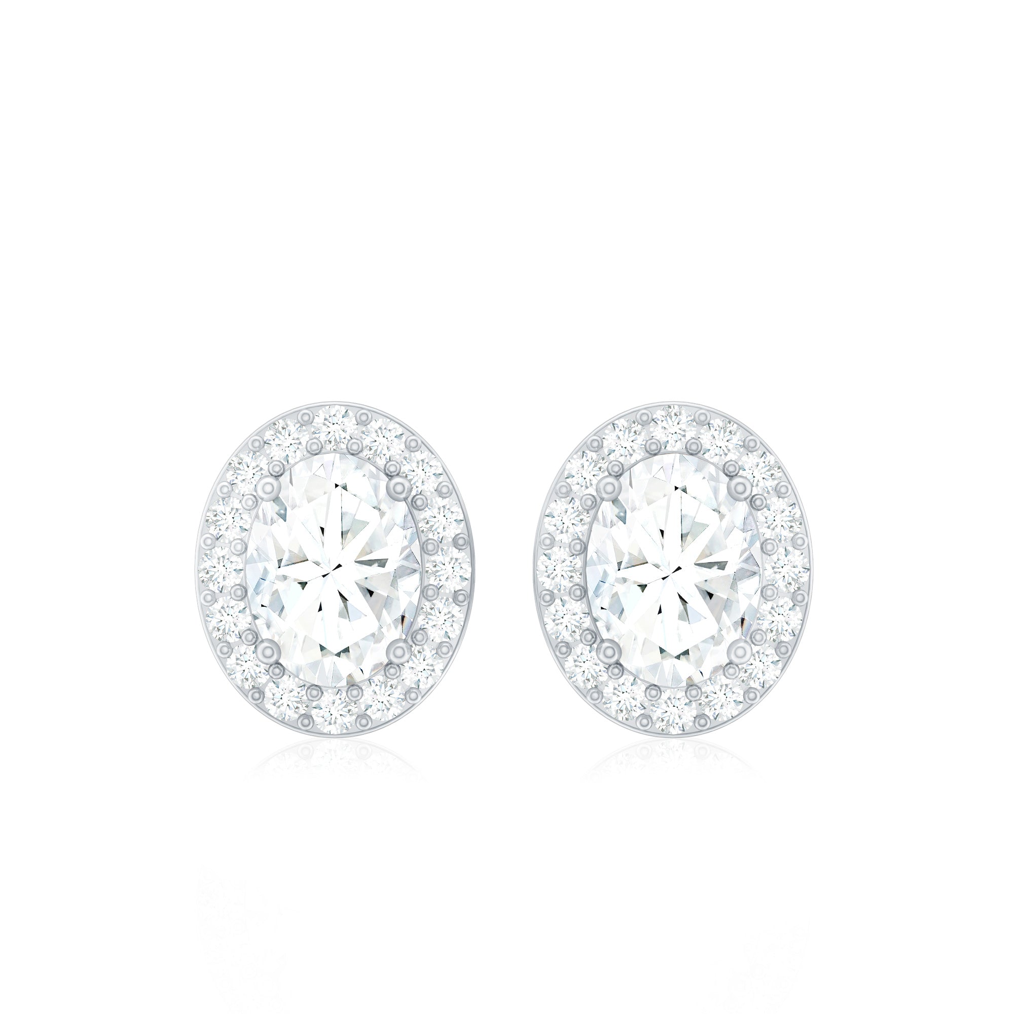 Rosec Jewels-0.50 CT Oval Shape Diamond Halo Stud Earrings