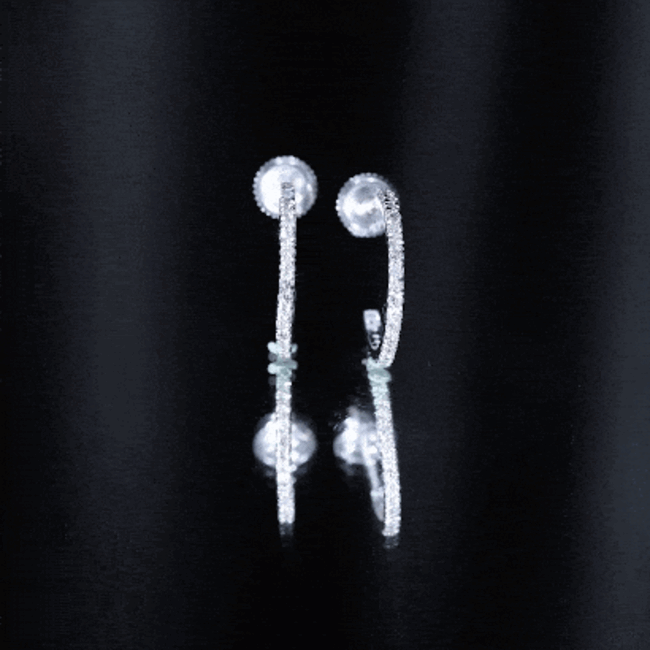 Round Shaped Diamond Hoop Earrings Lab - ( EF-VS ) - Rosec Jewels