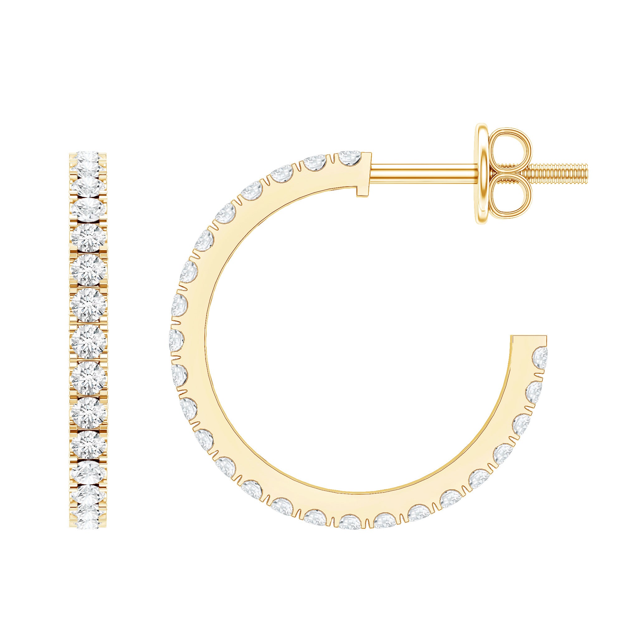 Round Shaped Diamond Hoop Earrings Lab - ( EF-VS ) - Rosec Jewels
