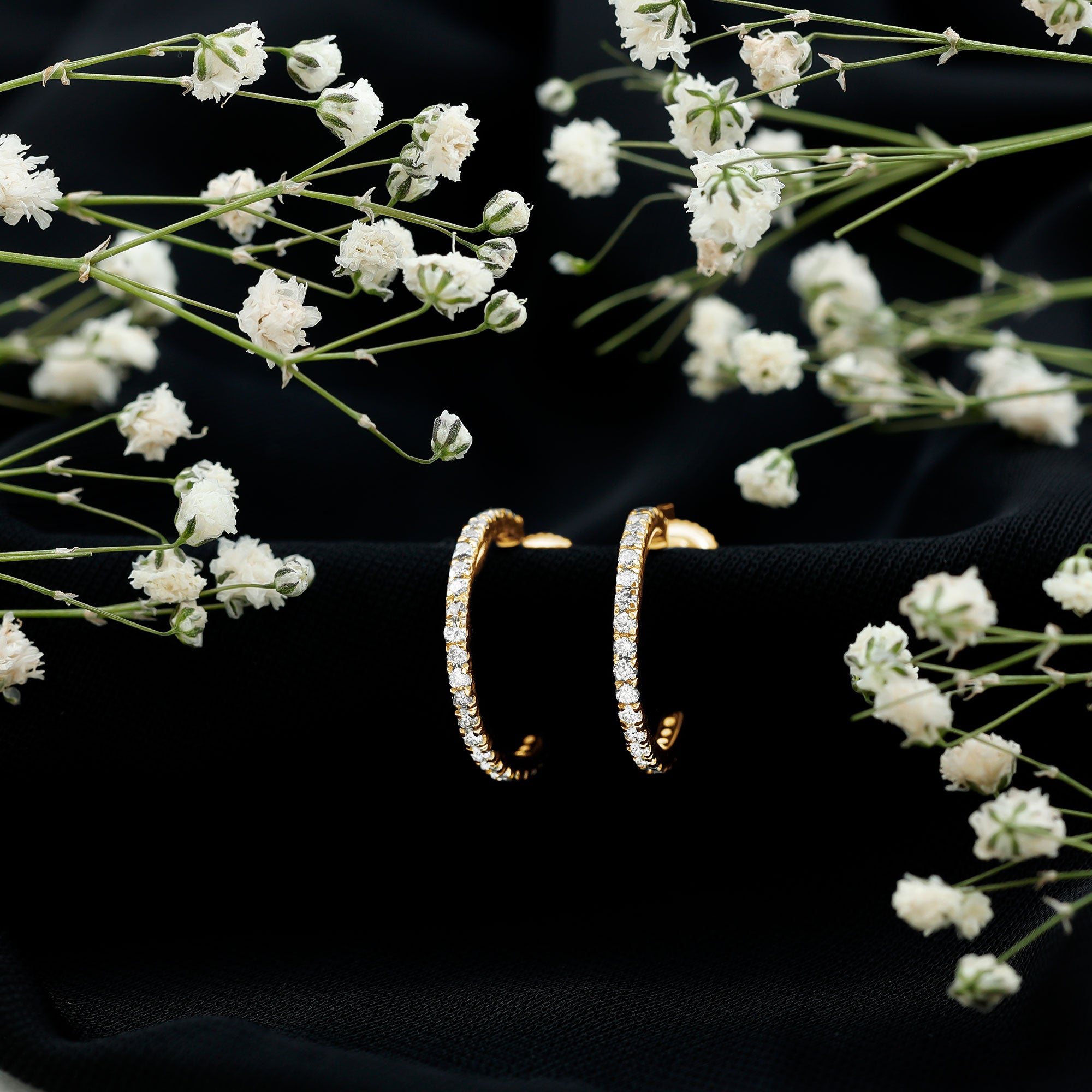 Round Shaped Diamond Hoop Earrings Lab - ( EF-VS ) - Rosec Jewels